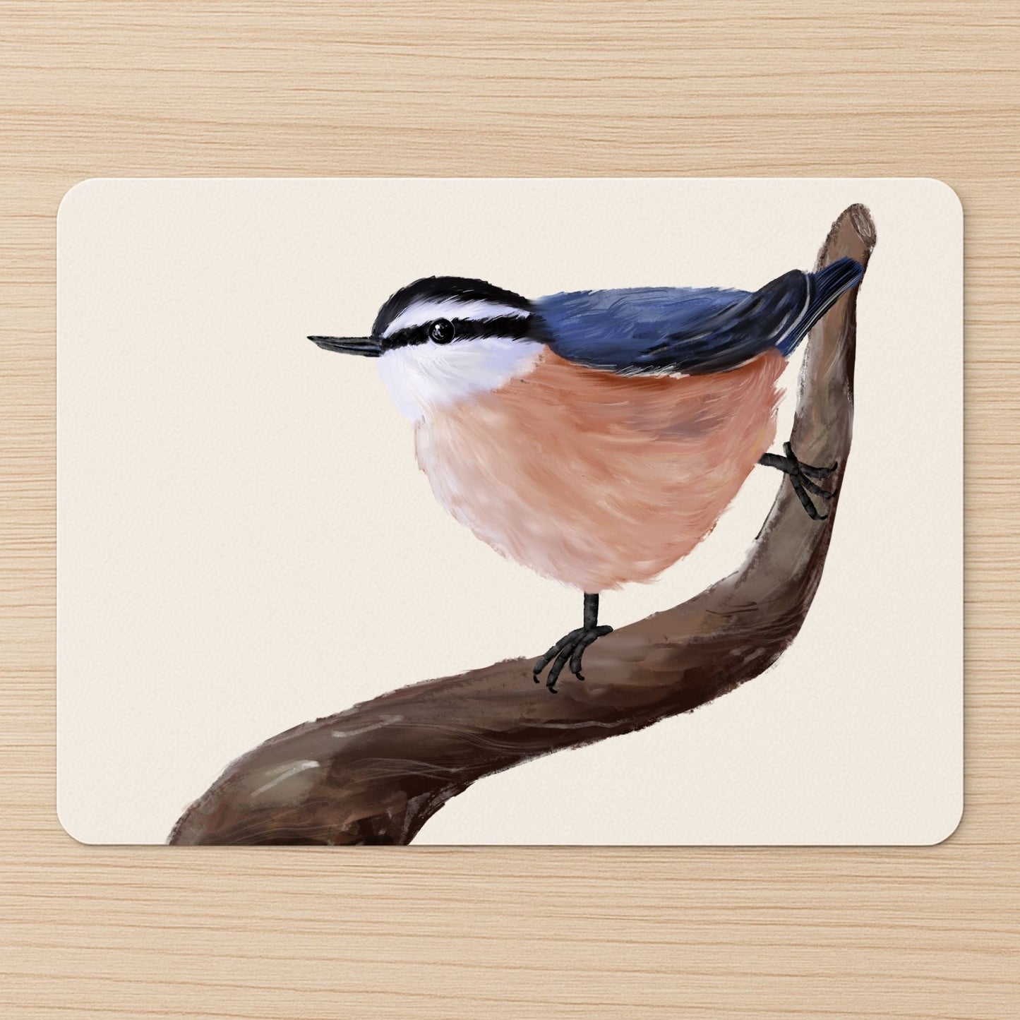 Red - Breasted Nuthatch Mousepad - MerikaArt