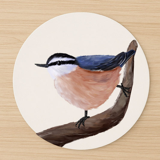 Red - Breasted Nuthatch Mousepad - MerikaArt