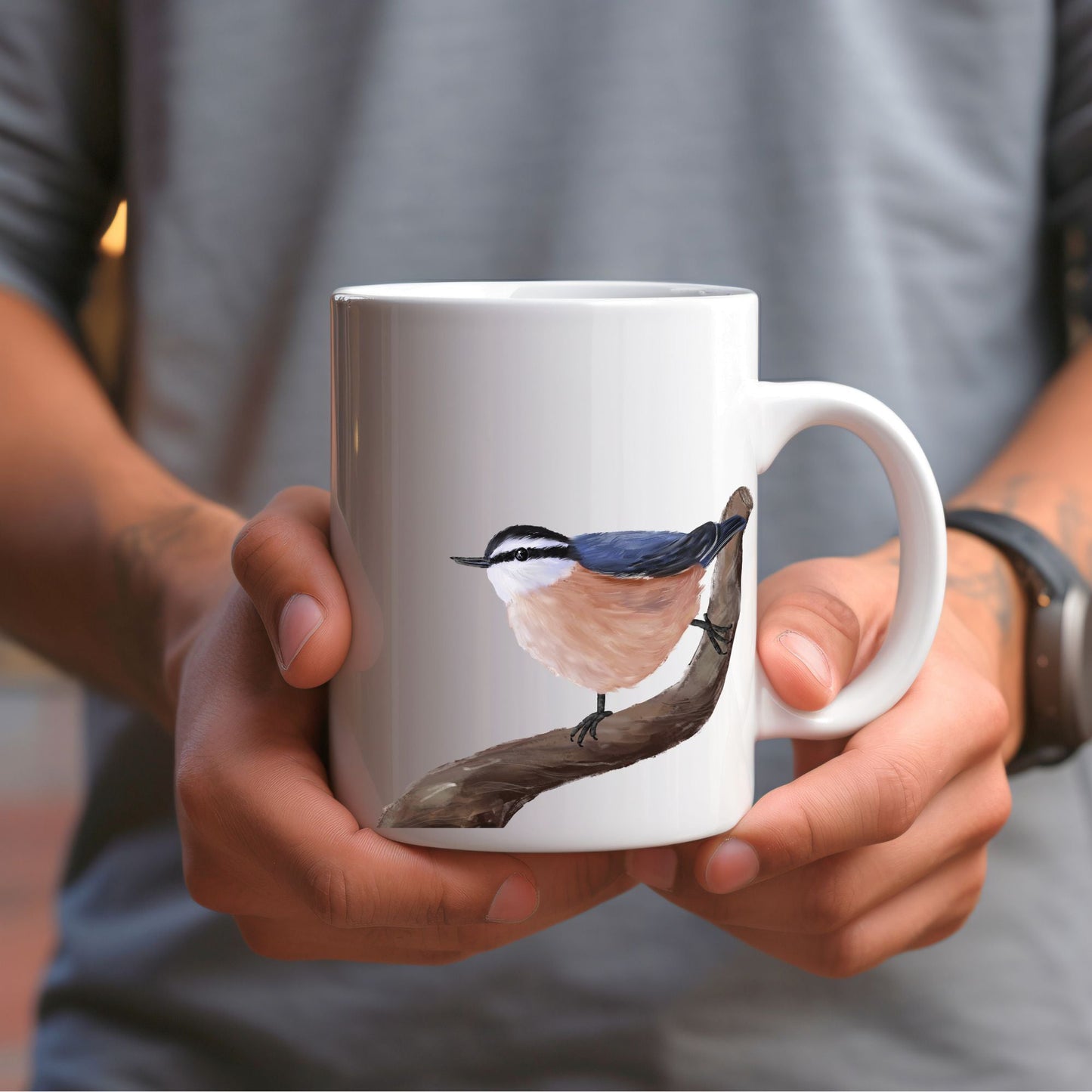 Red Breasted Nuthatch Mug - MerikaArt