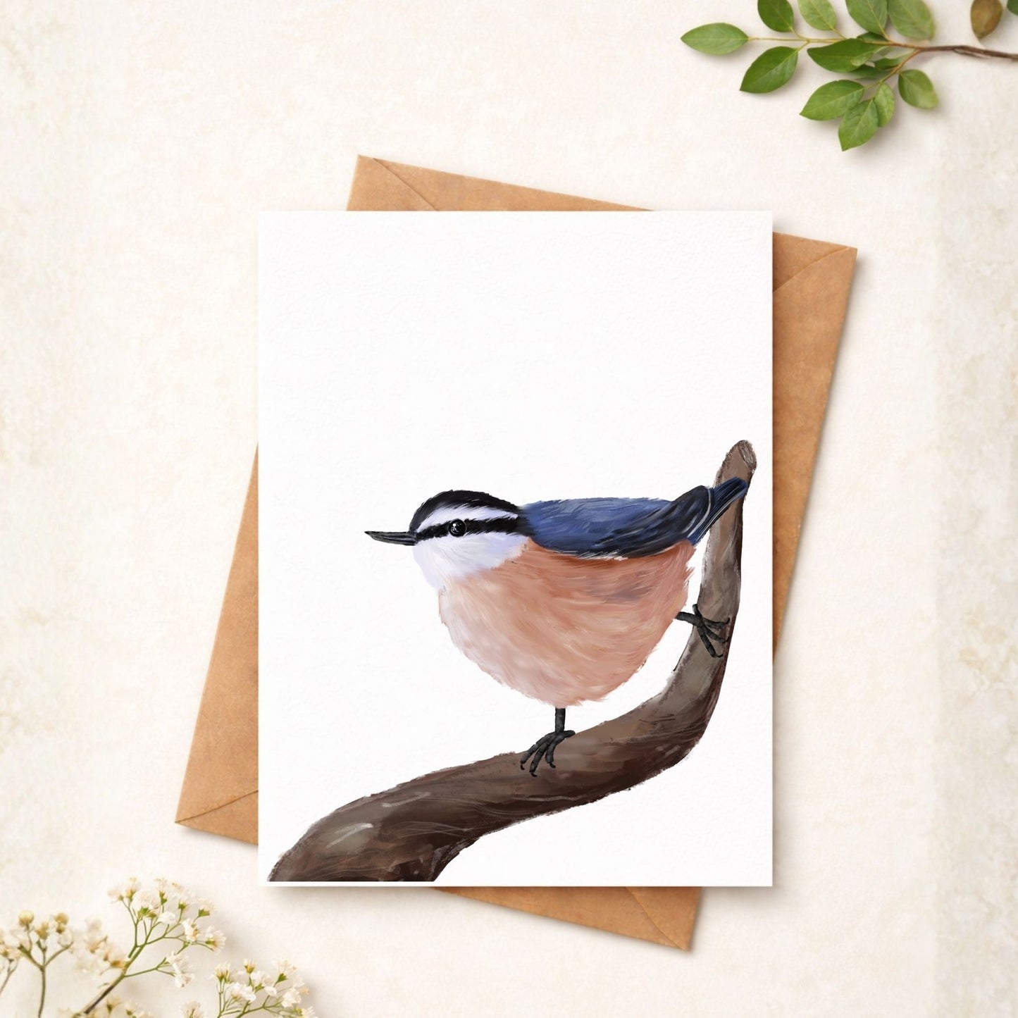 Red - breasted Nuthatch Postcard - MerikaArt