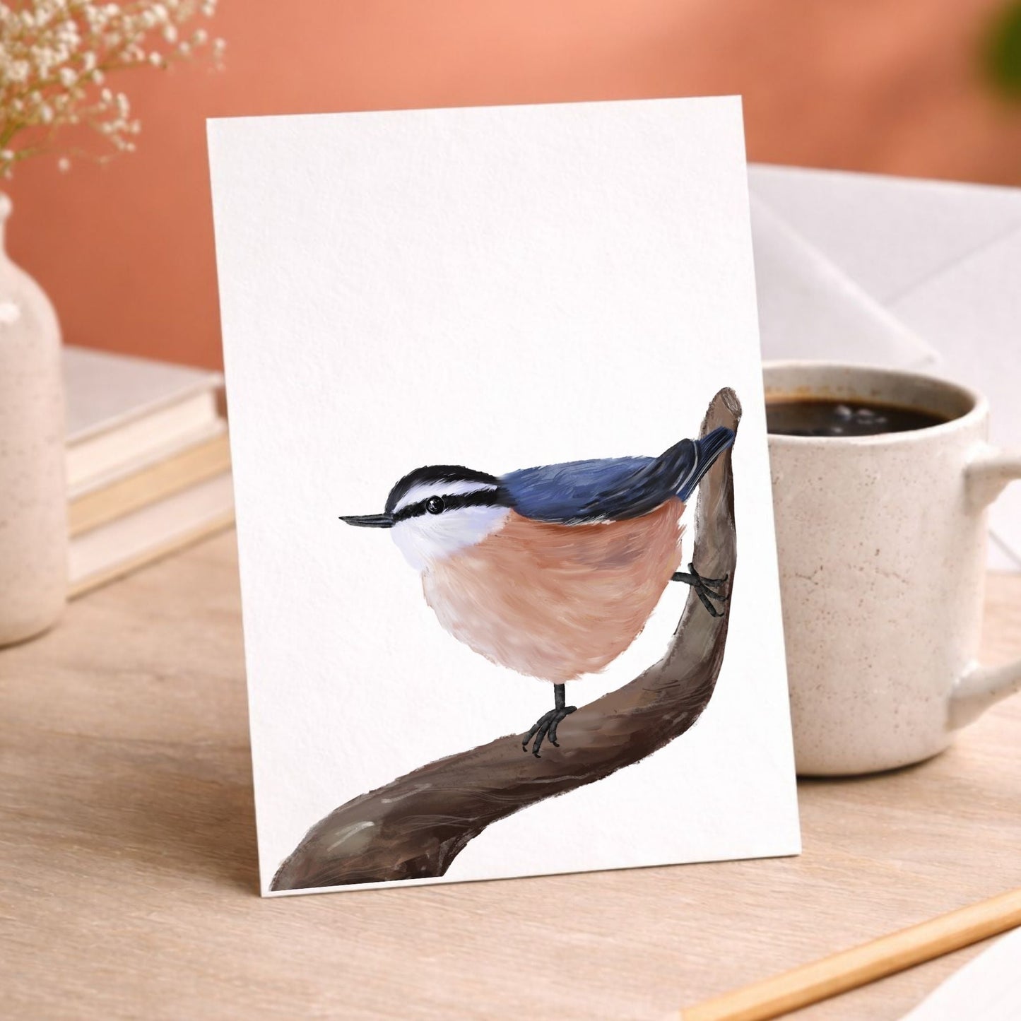 Red - breasted Nuthatch Postcard - MerikaArt