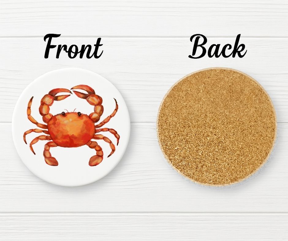 Red Crab Ceramic Coaster - MerikaArt