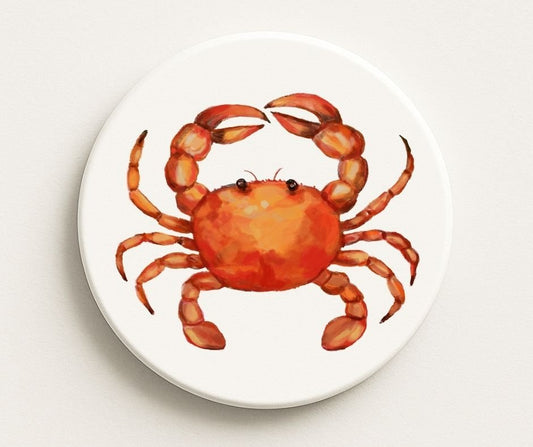 Red Crab Ceramic Coaster - MerikaArt