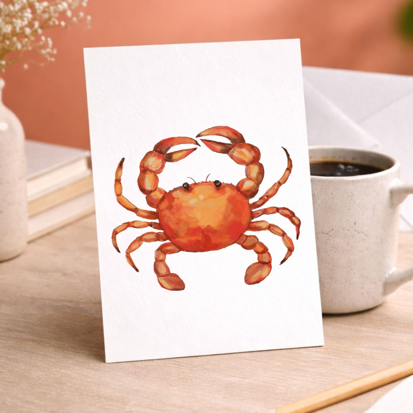 Red Crab Postcard - MerikaArt