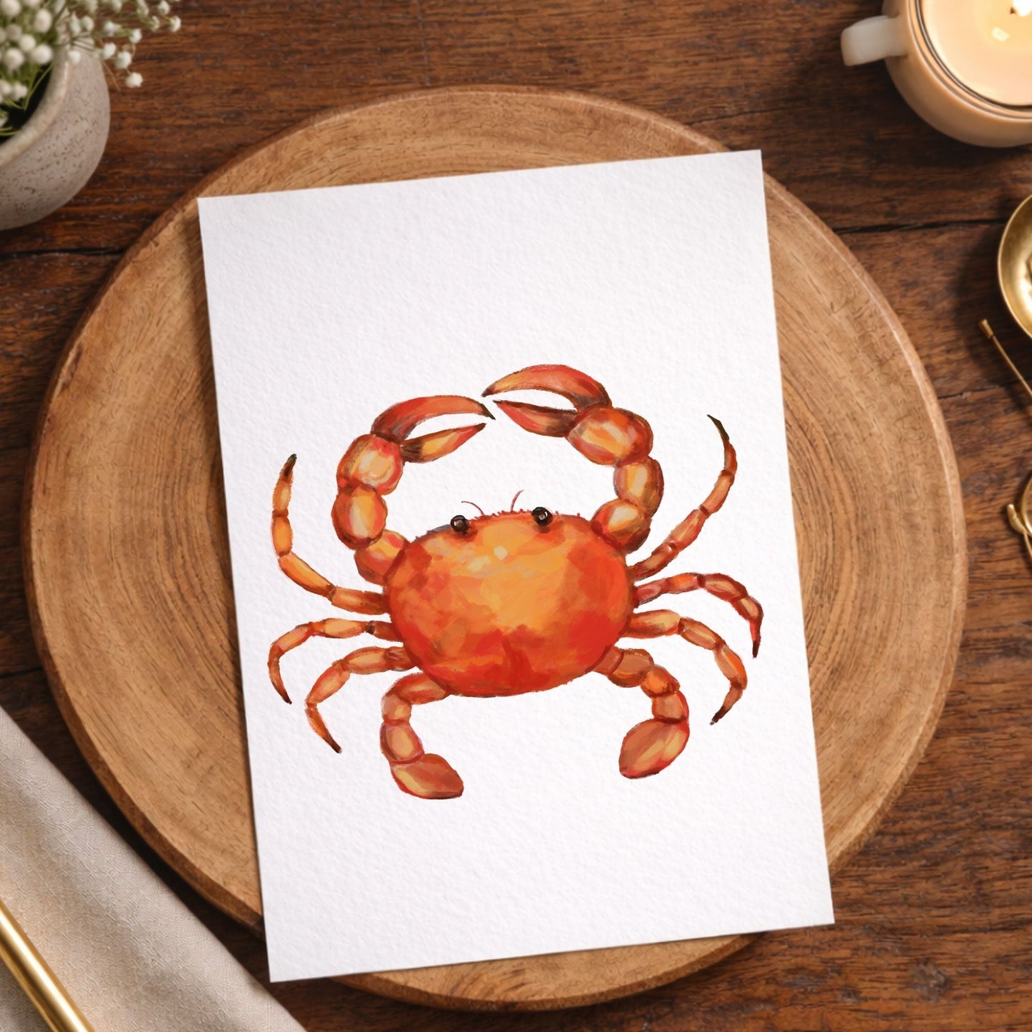 Red Crab Postcard - MerikaArt