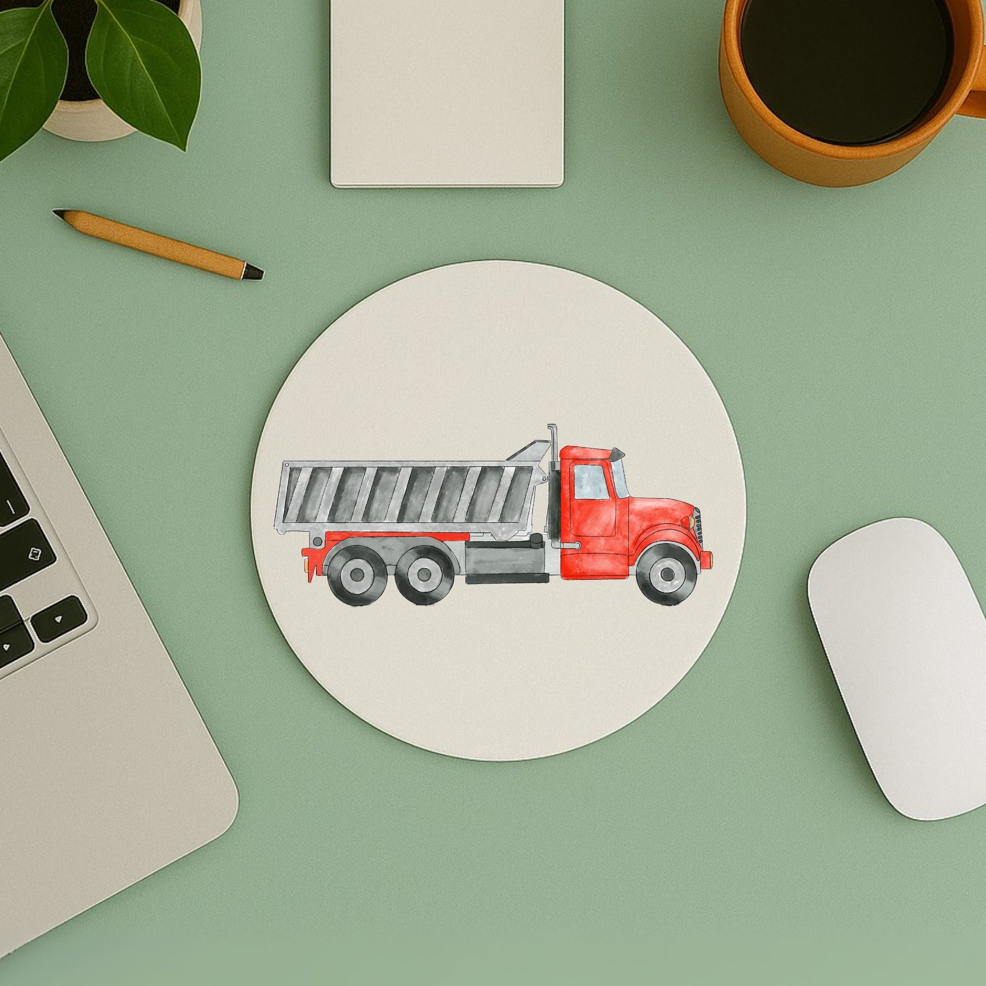 Red Dump Truck Mousepad - MerikaArt