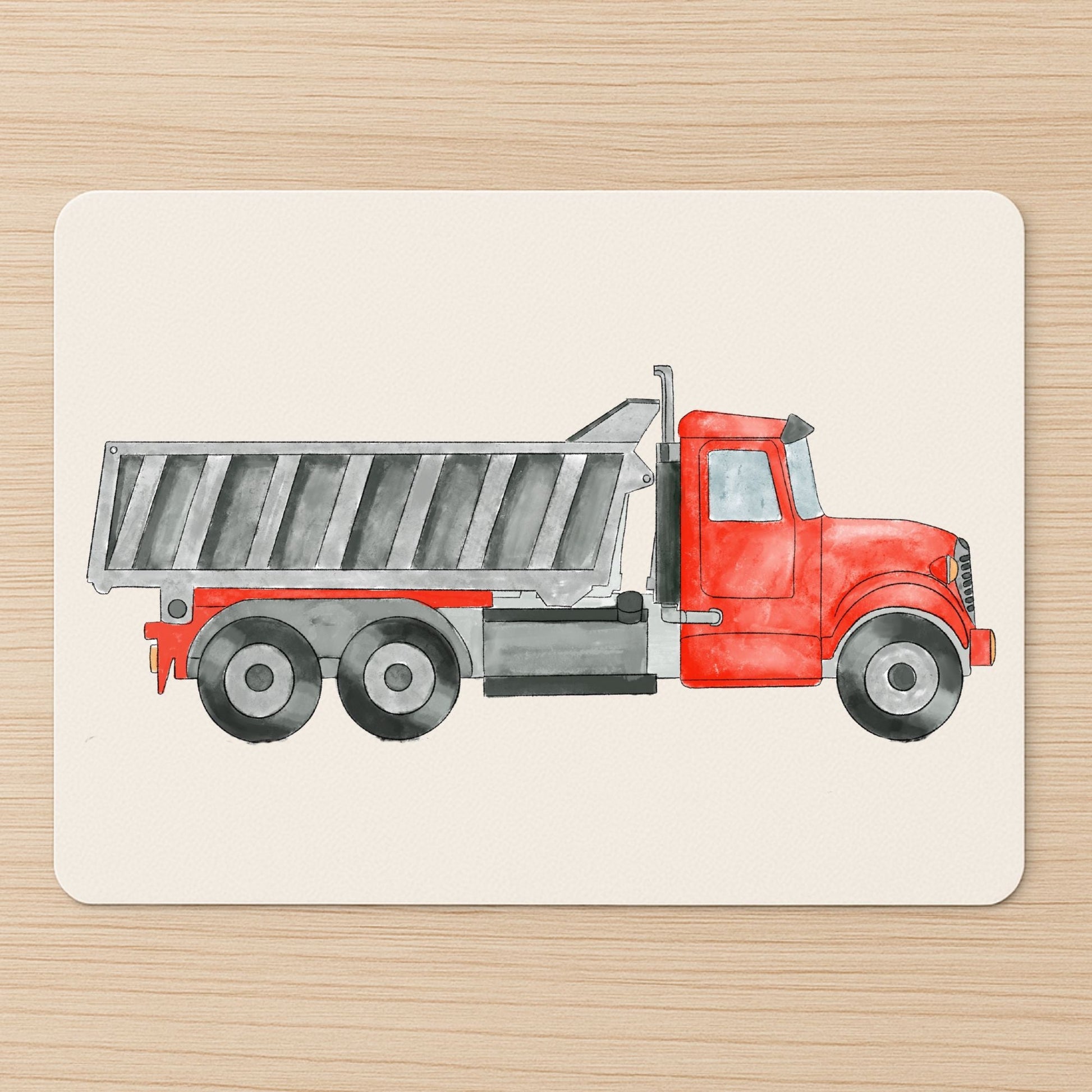 Red Dump Truck Mousepad - MerikaArt