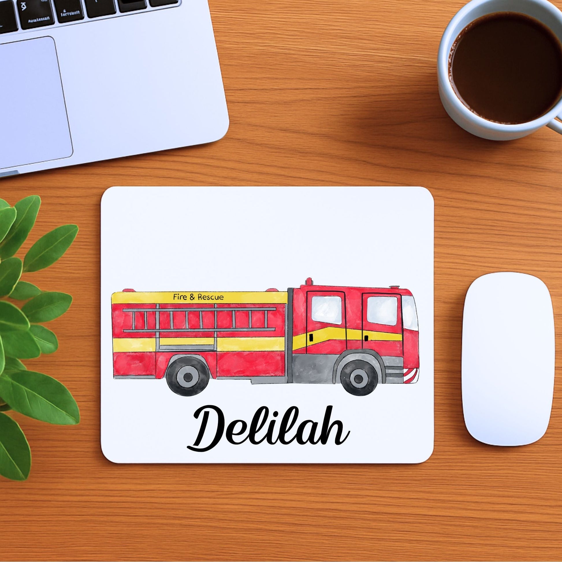 Red Fire Truck Mousepad - MerikaArt
