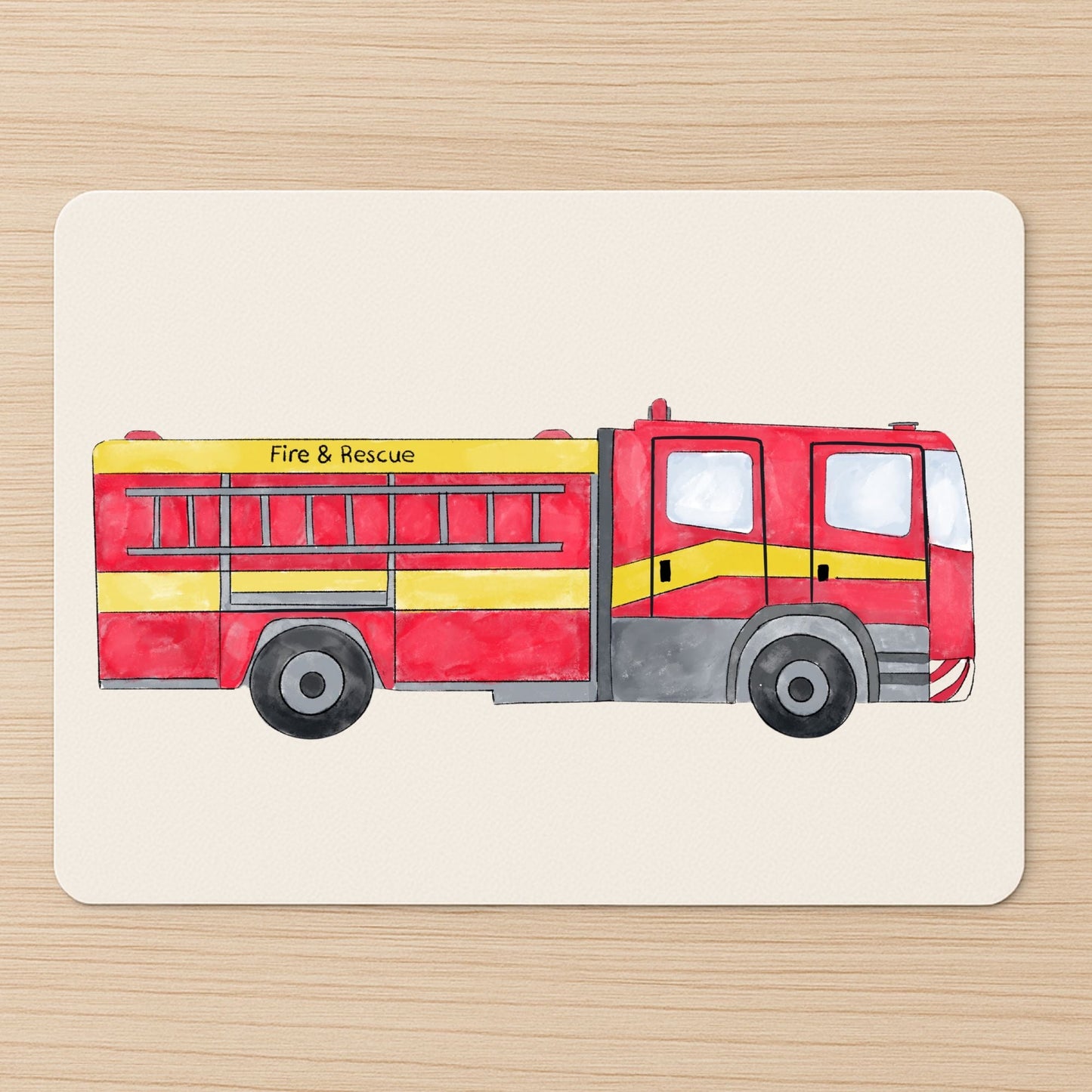 Red Fire Truck Mousepad - MerikaArt