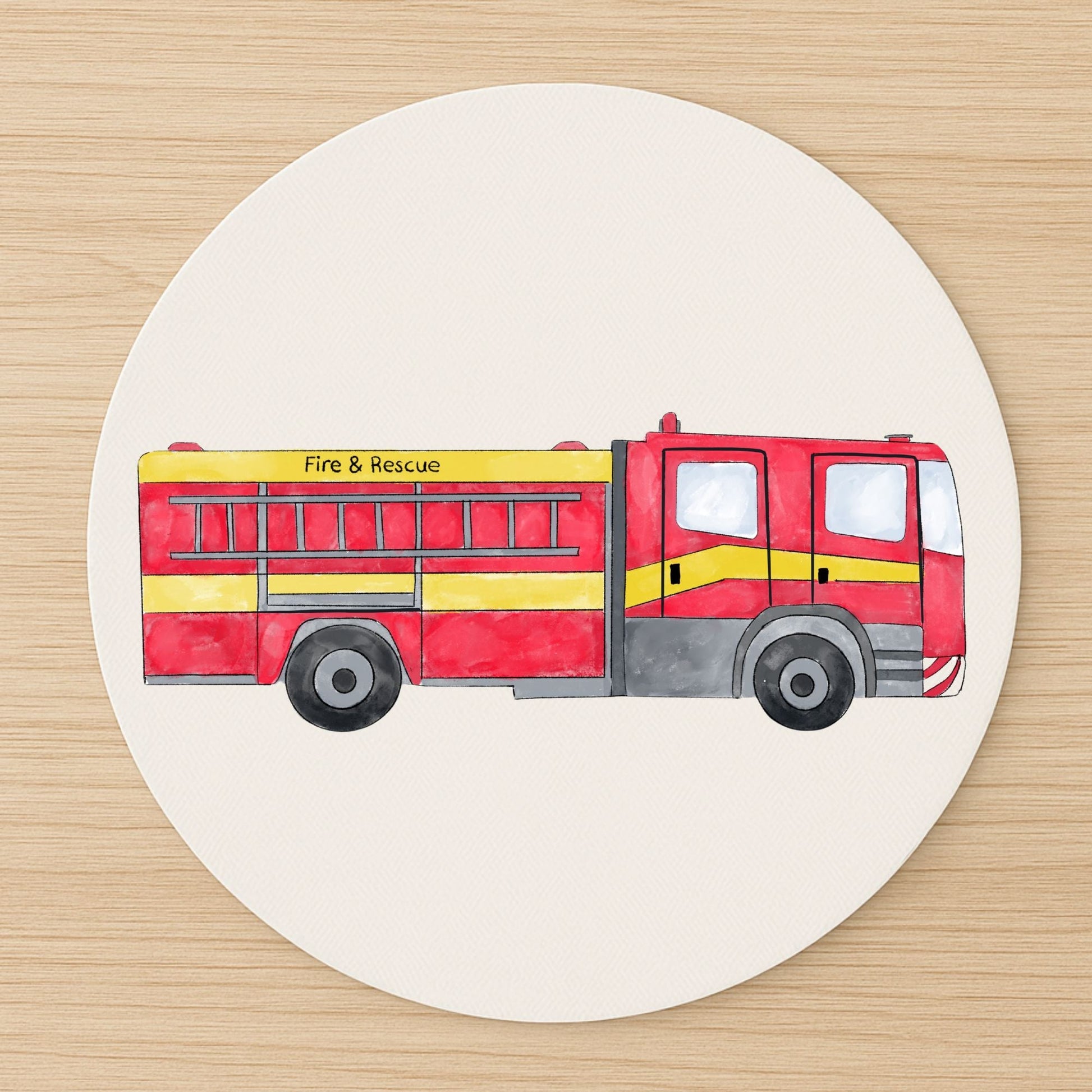 Red Fire Truck Mousepad - MerikaArt