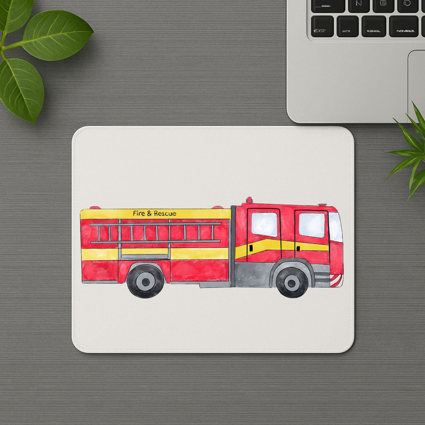 Red Fire Truck Mousepad - MerikaArt