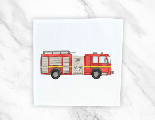 Red Fire Truck Washcloth - MerikaArt