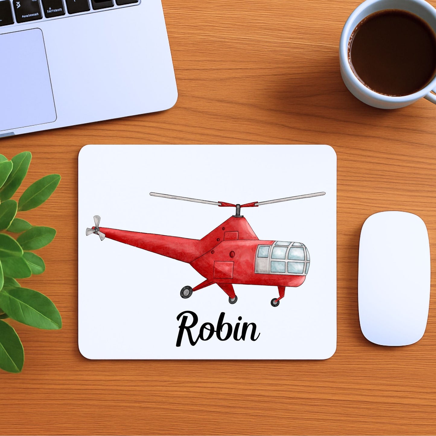 Red Helicopter Mousepad - MerikaArt