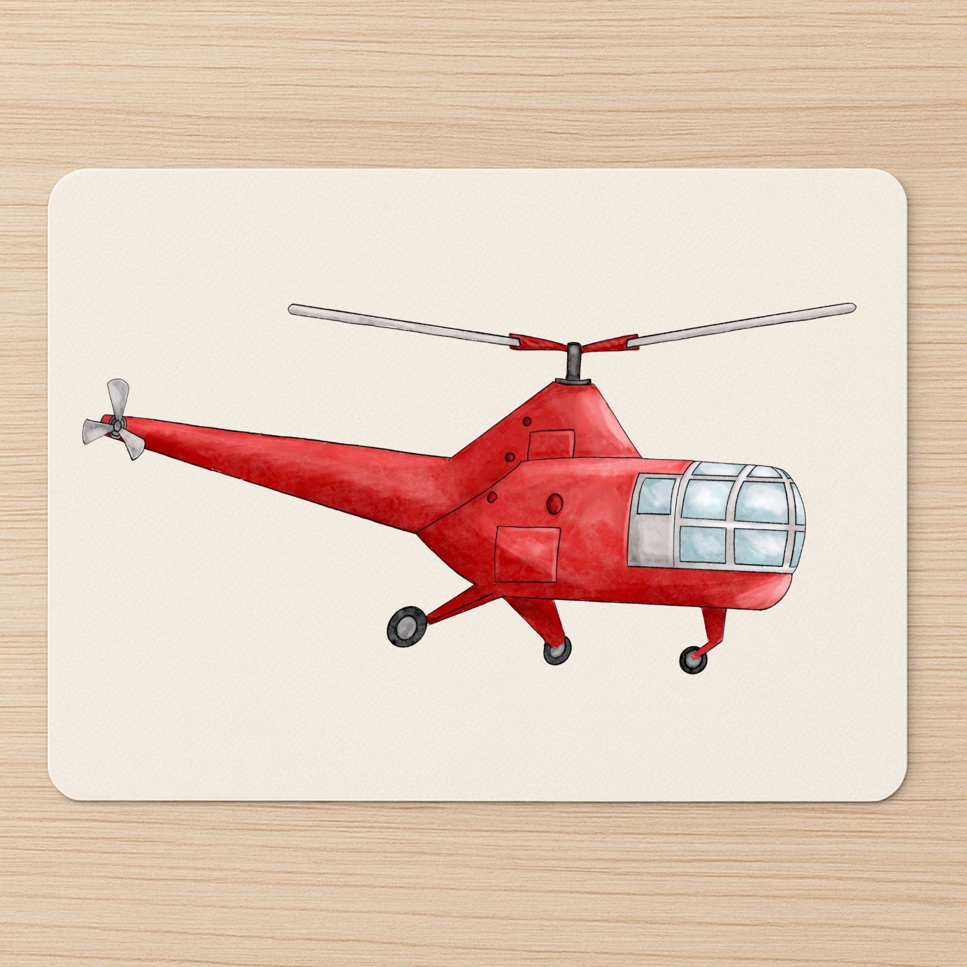 Red Helicopter Mousepad - MerikaArt