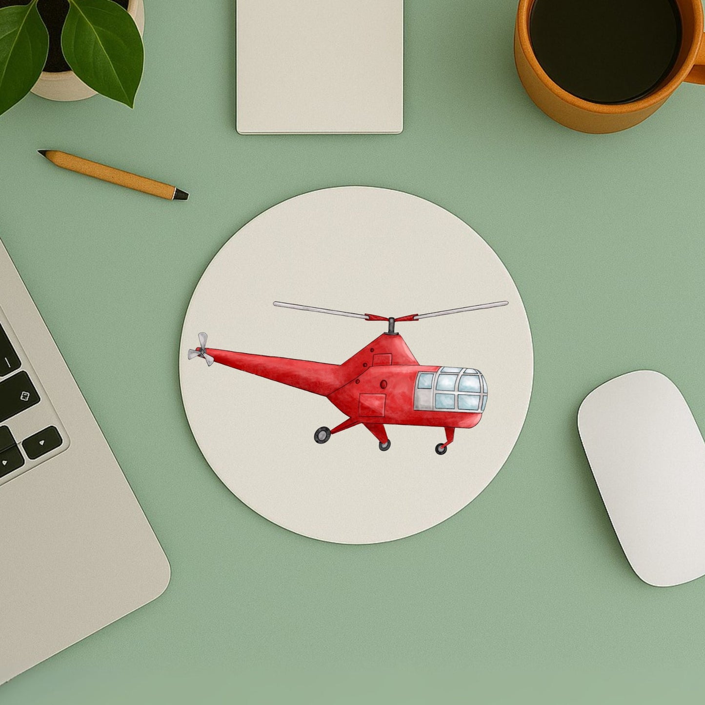 Red Helicopter Mousepad - MerikaArt