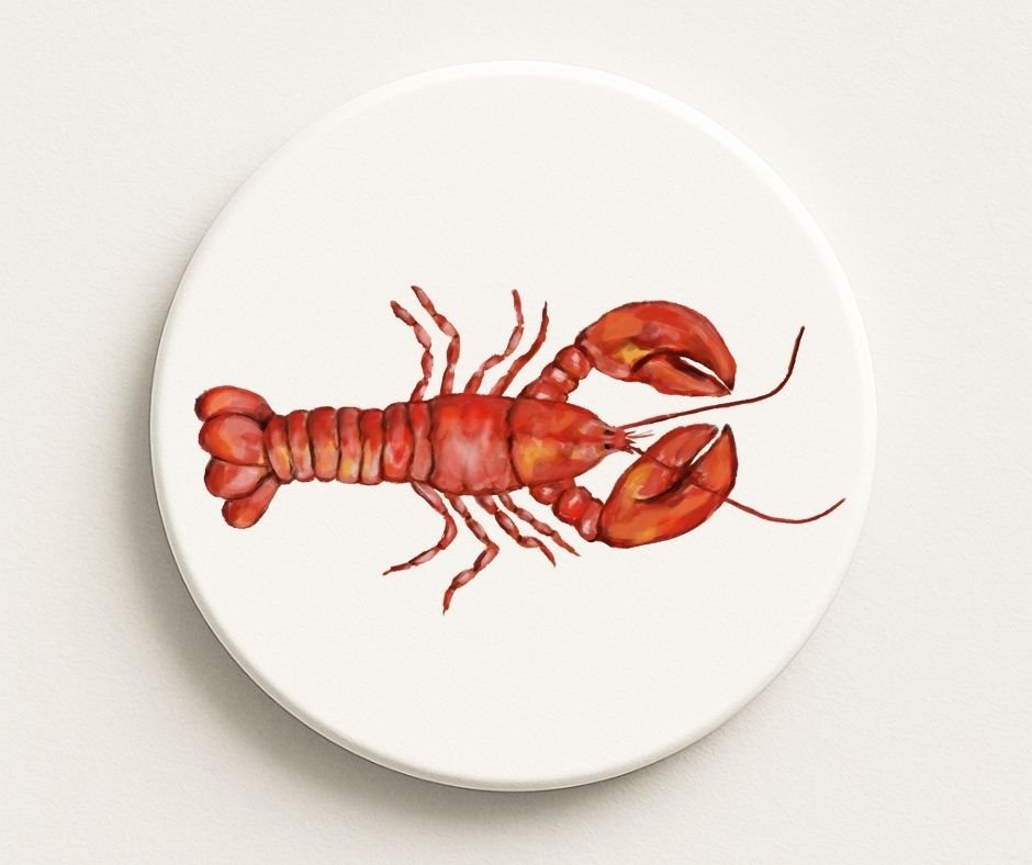 Red Lobster Ceramic Coaster - MerikaArt
