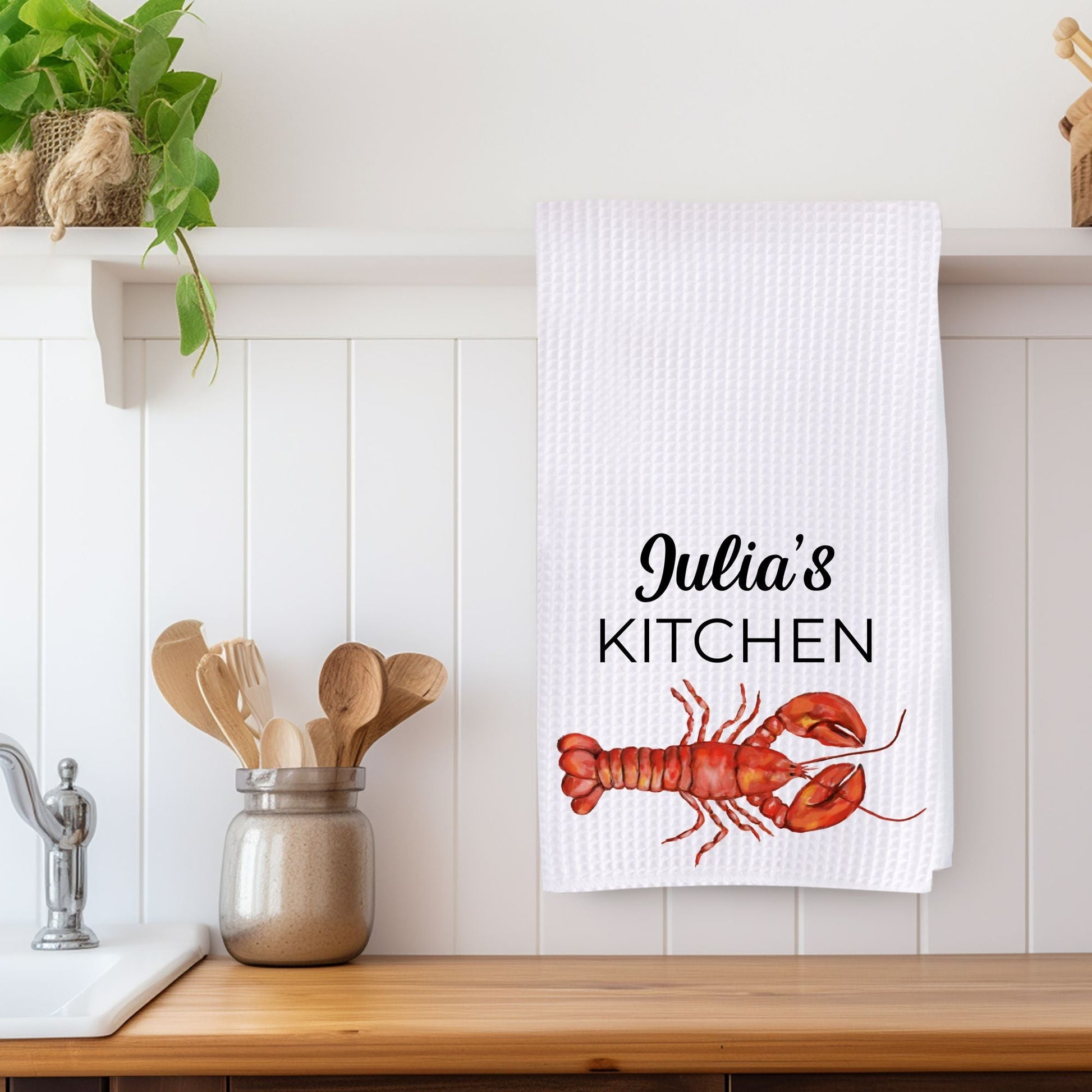 Red Lobster Kitchen Towel - MerikaArt