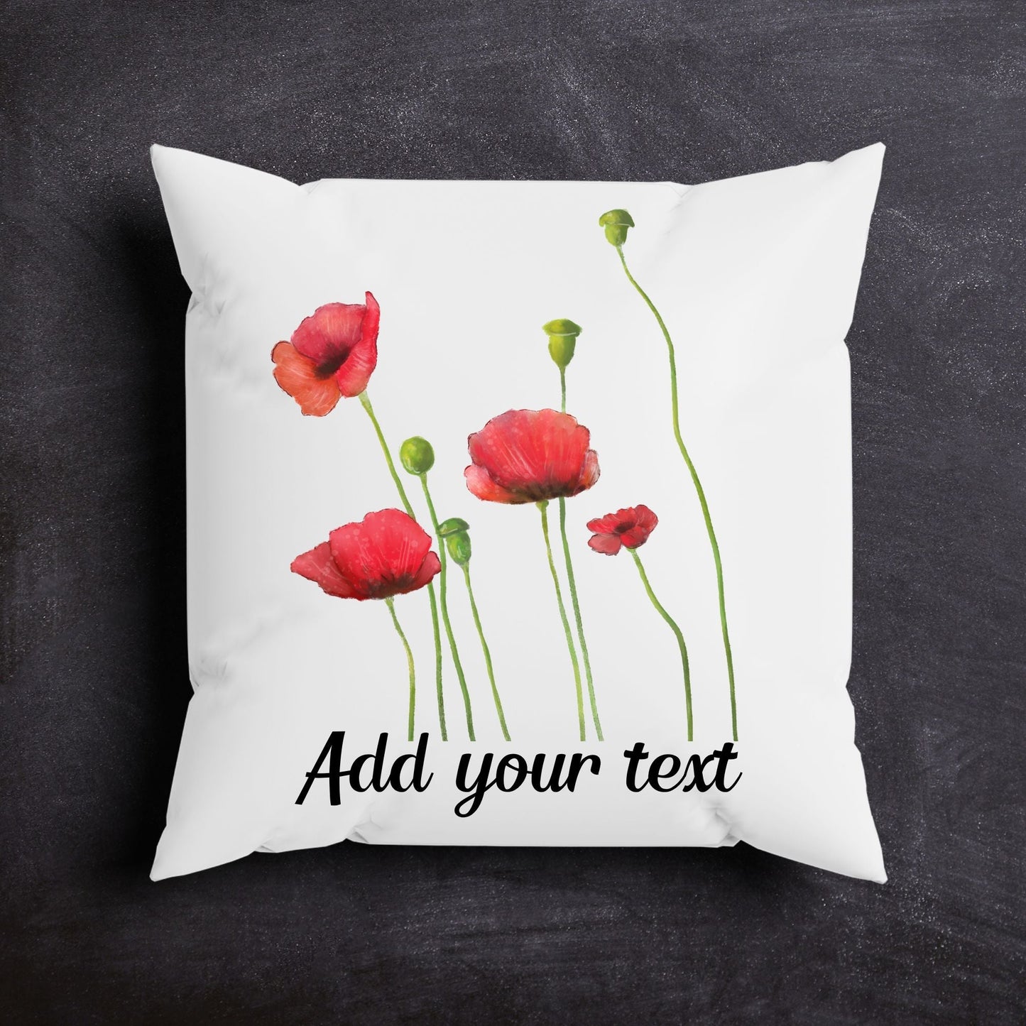 Red Poppies Pillow - MerikaArt
