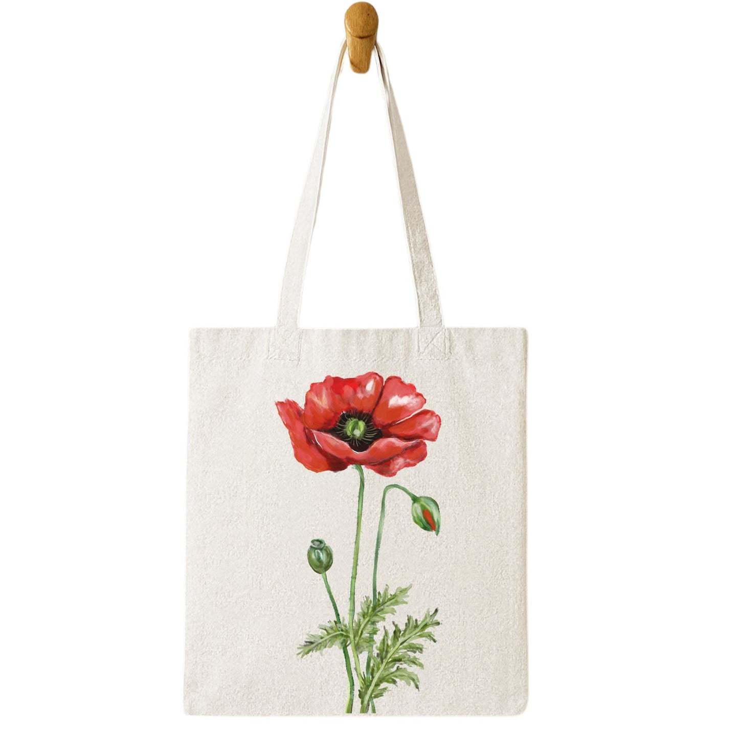 Red Poppy Canvas Tote Bag - MerikaArt