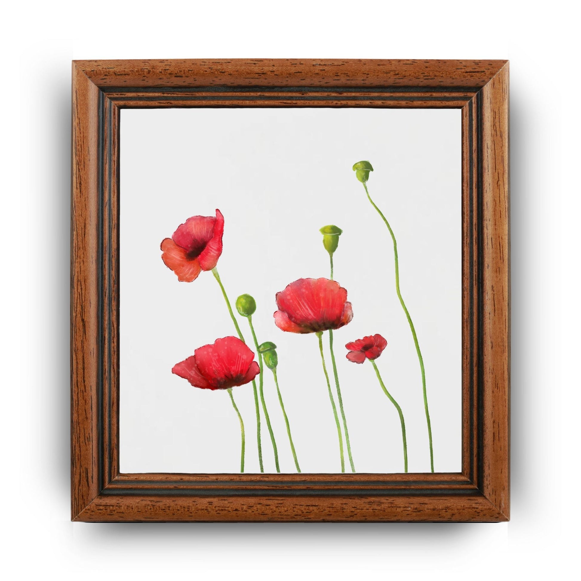 Red Poppy Flower Ceramic Tile - MerikaArt