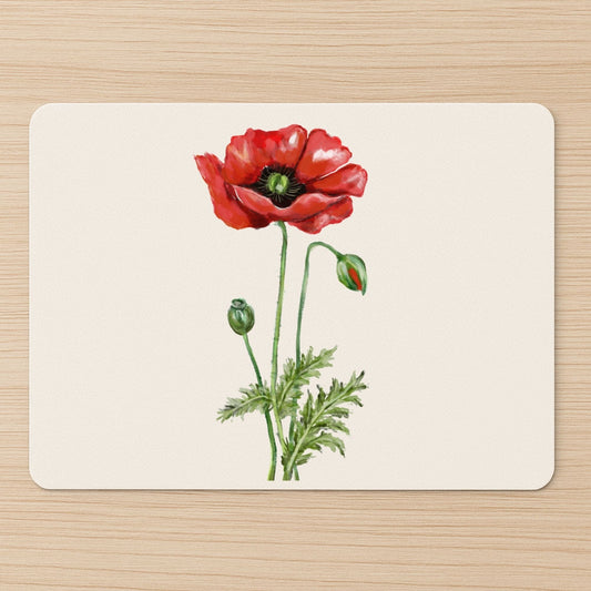 Red Poppy Flower Mousepad - MerikaArt