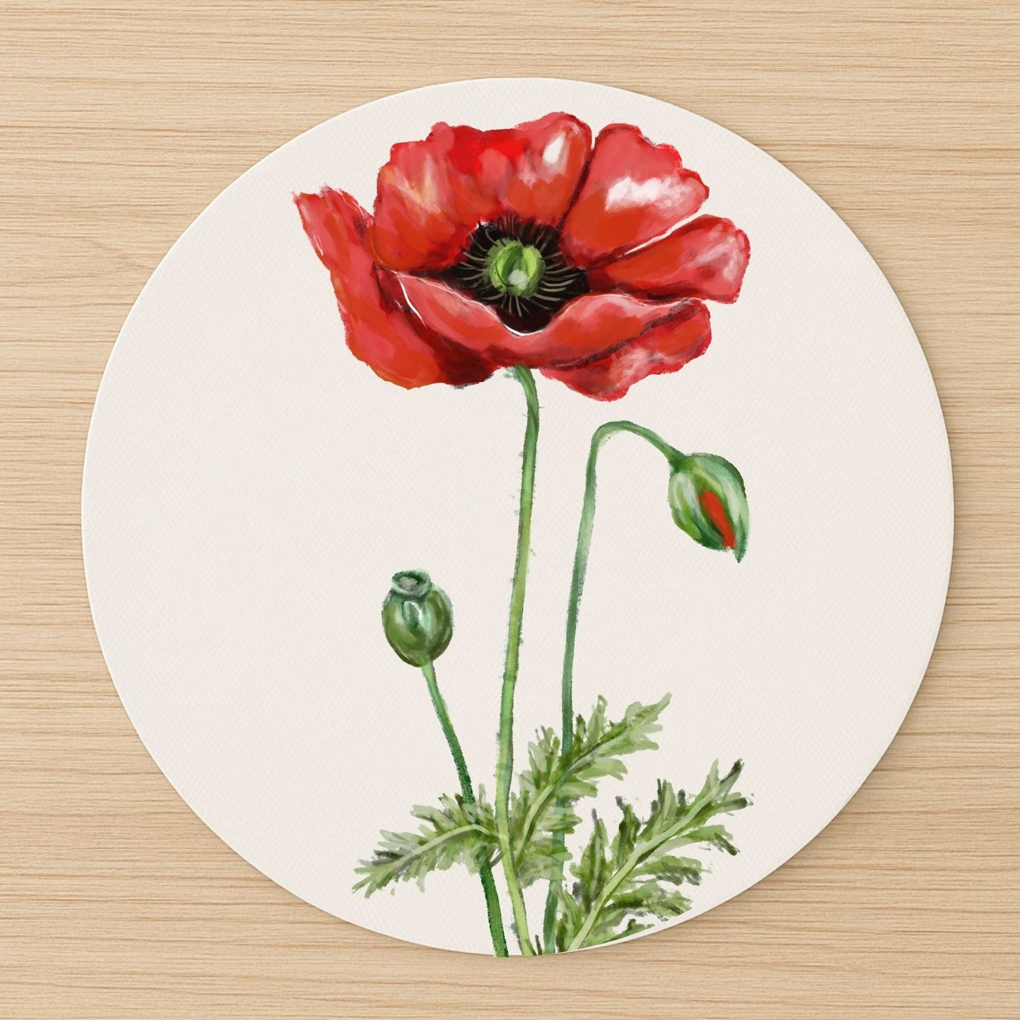 Red Poppy Flower Mousepad - MerikaArt