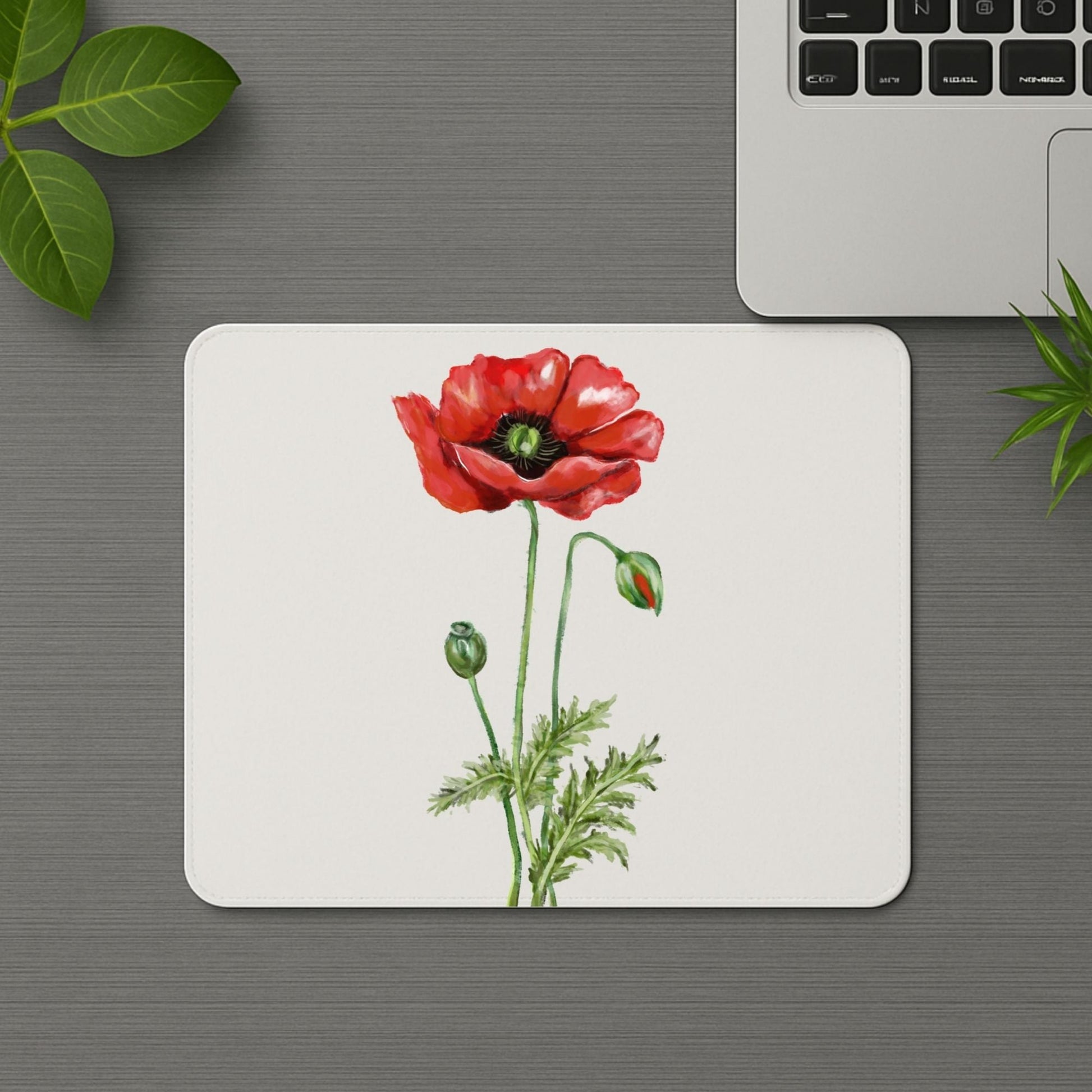 Red Poppy Flower Mousepad - MerikaArt
