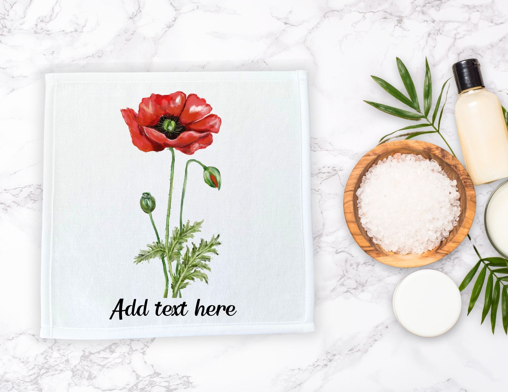 Red Poppy Washcloth - MerikaArt