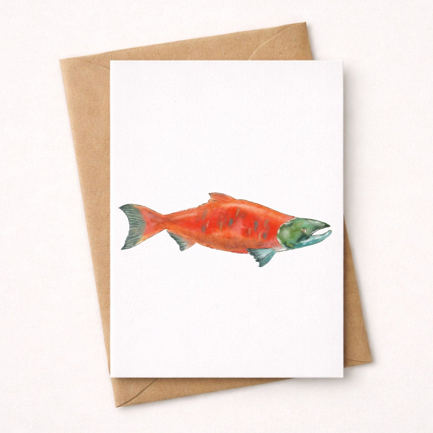 Red Salmon Postcard - MerikaArt