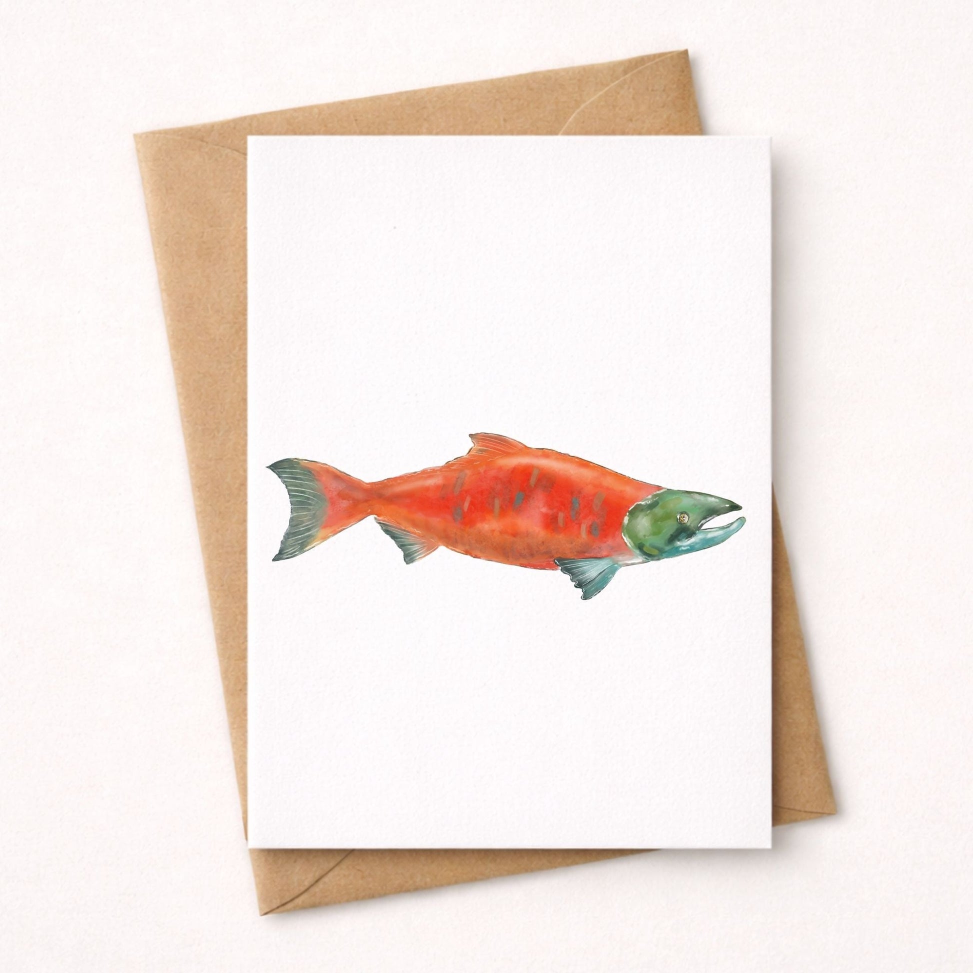 Red Salmon Postcard - MerikaArt