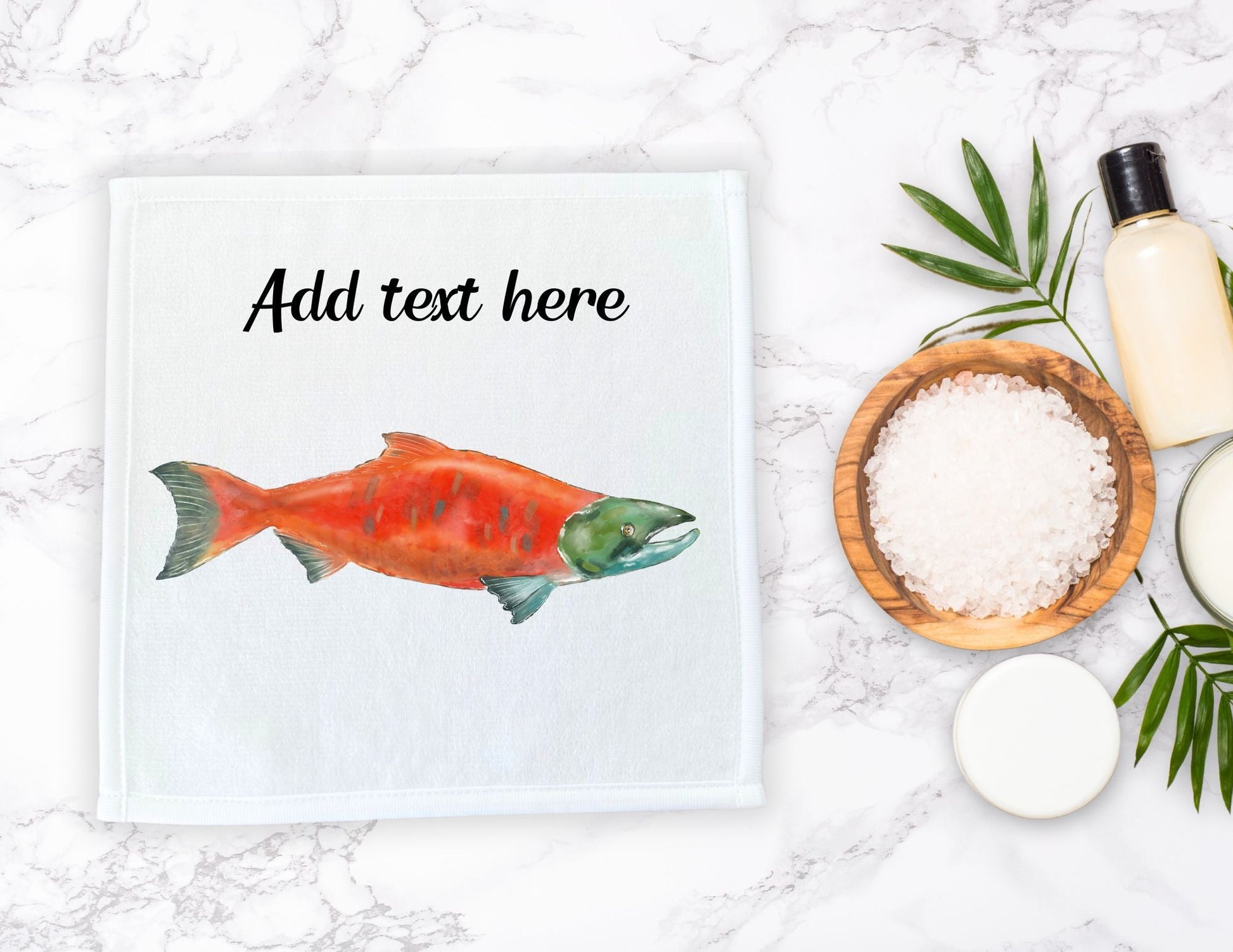 Red Salmon Washcloth - MerikaArt