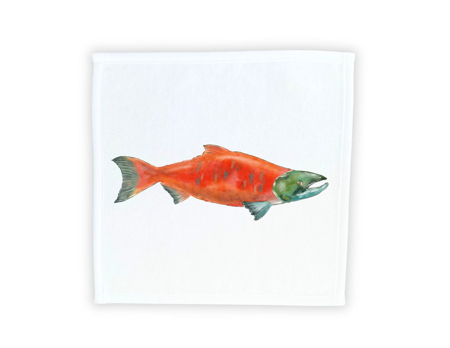 Red Salmon Washcloth - MerikaArt