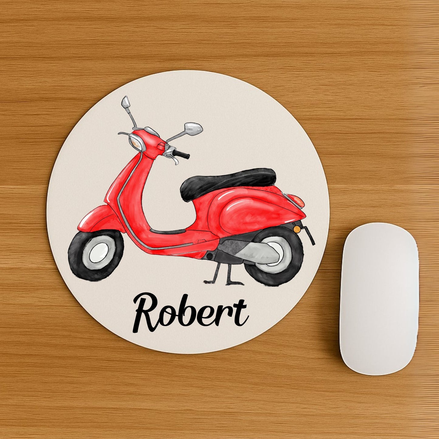 Red Scooter Mousepad - MerikaArt