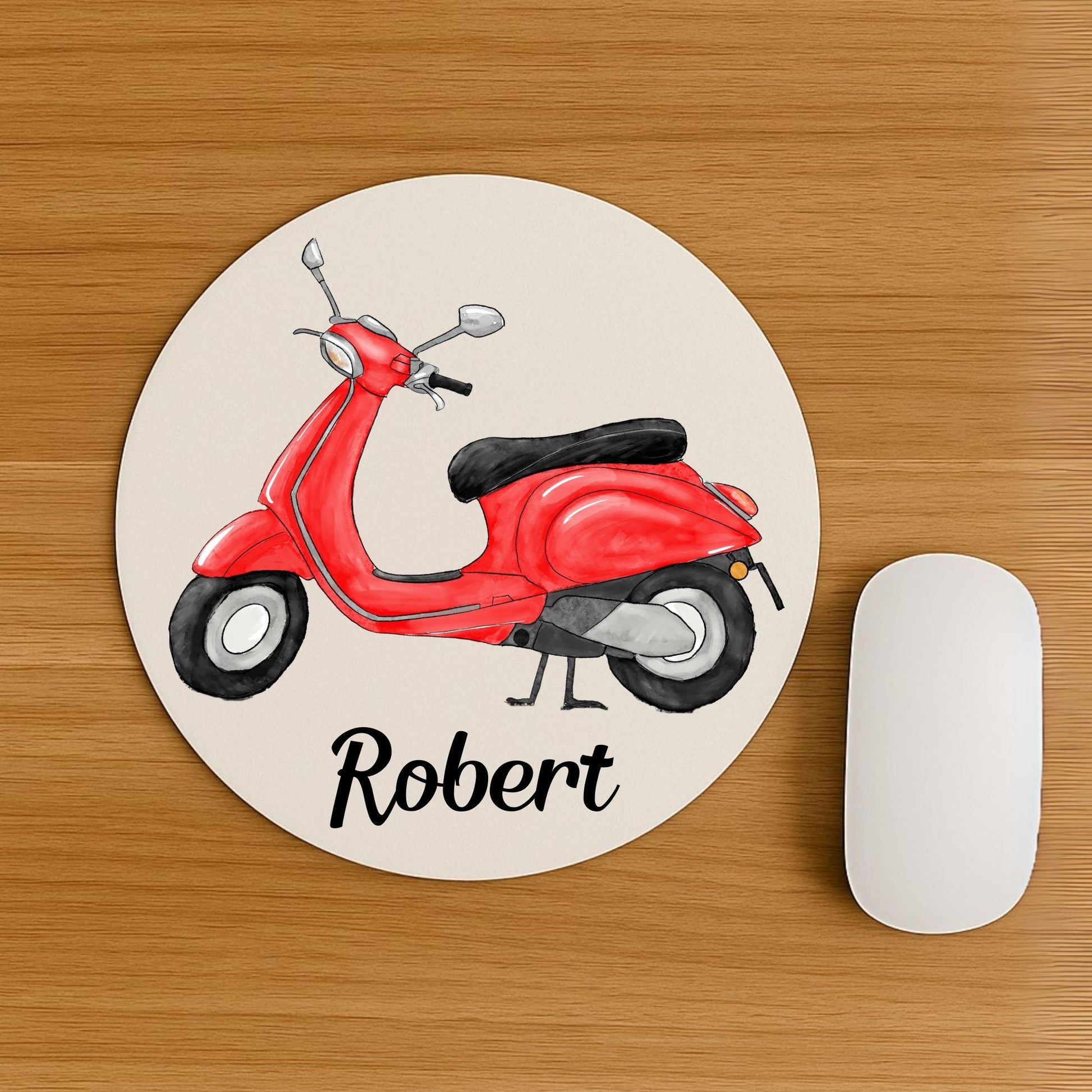 Red Scooter Mousepad - MerikaArt
