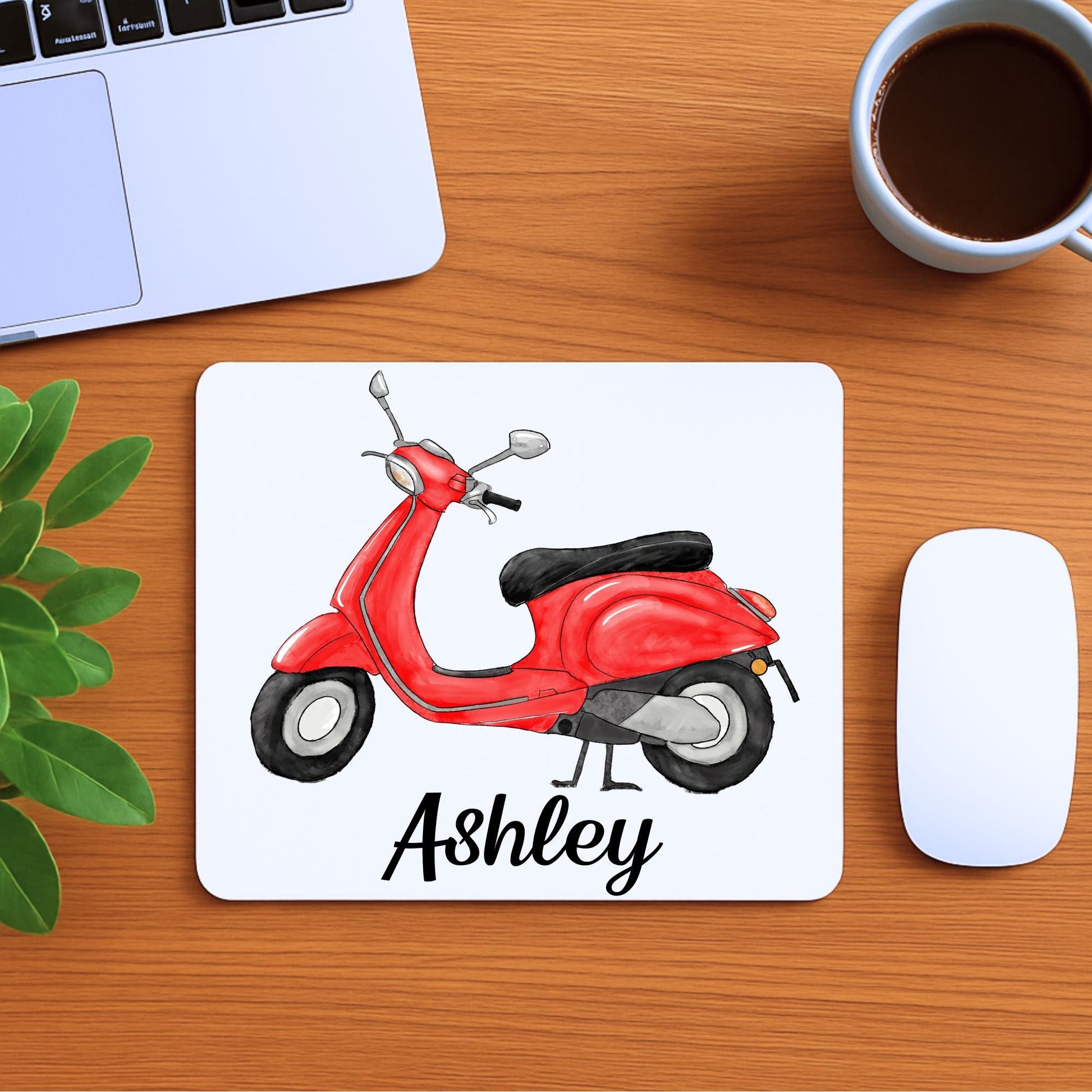 Red Scooter Mousepad - MerikaArt