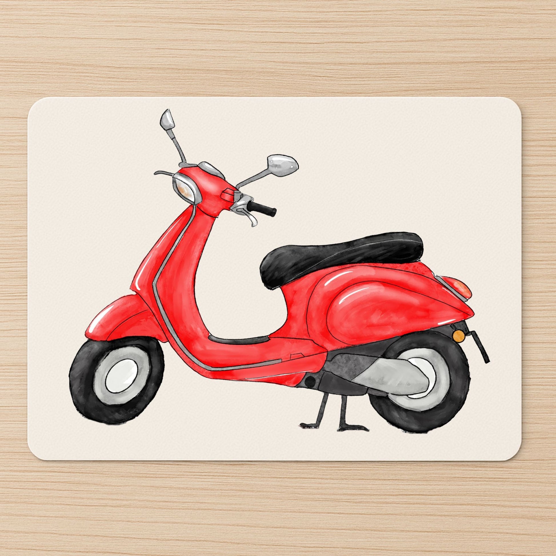 Red Scooter Mousepad - MerikaArt