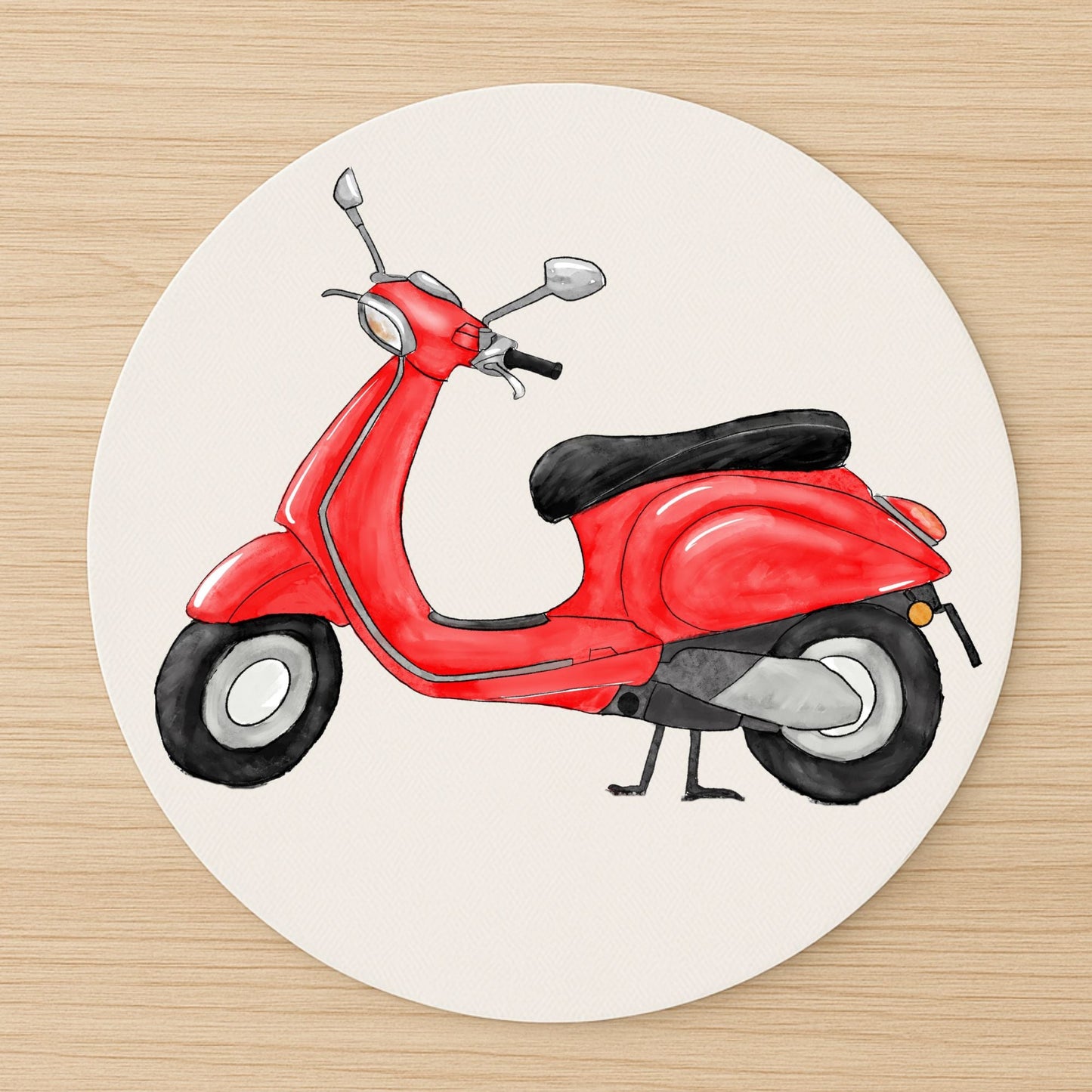 Red Scooter Mousepad - MerikaArt