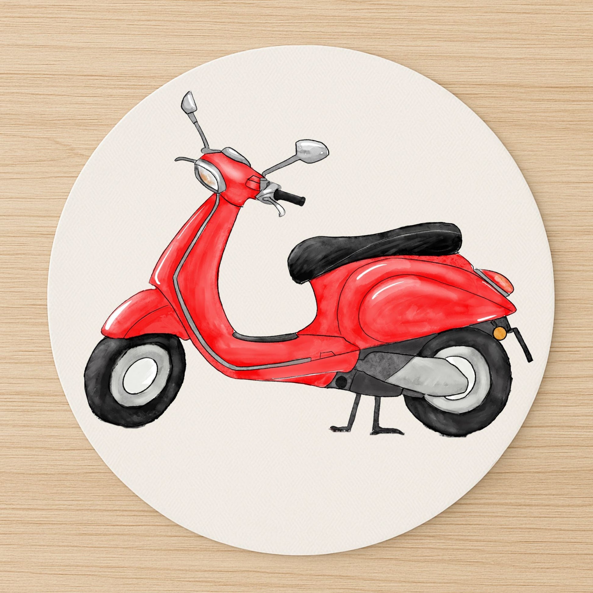 Red Scooter Mousepad - MerikaArt