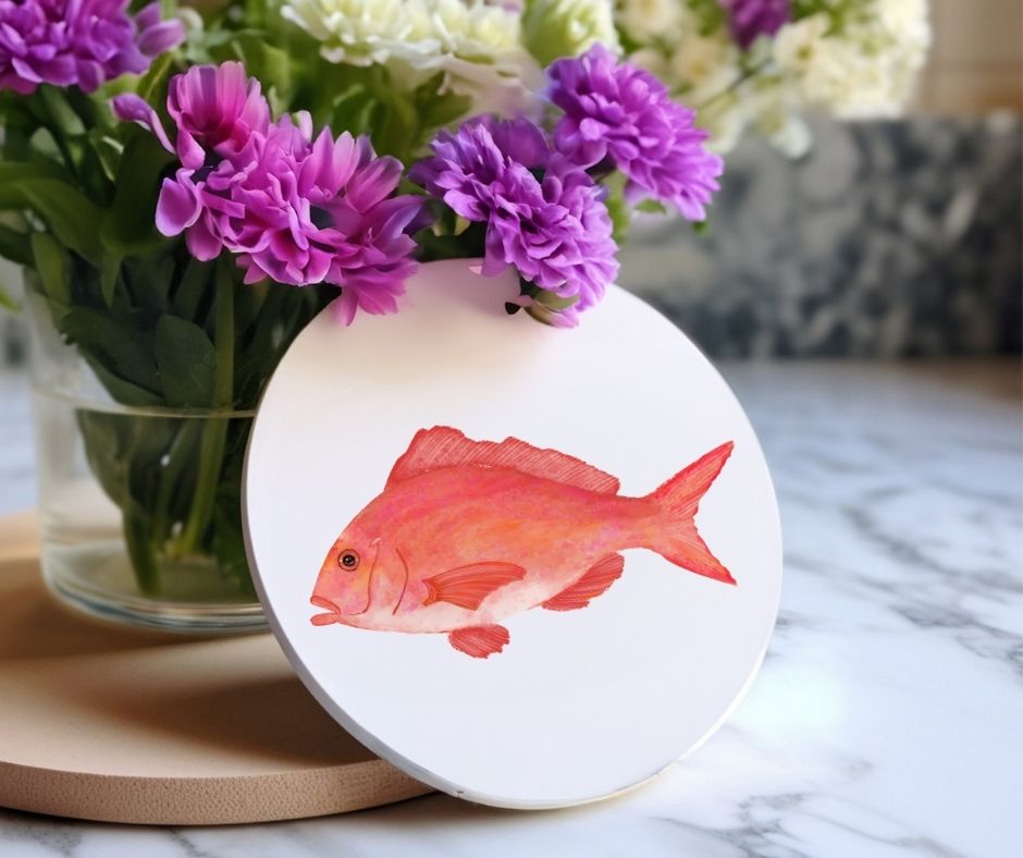 Red Snapper Ceramic Coaster - MerikaArt