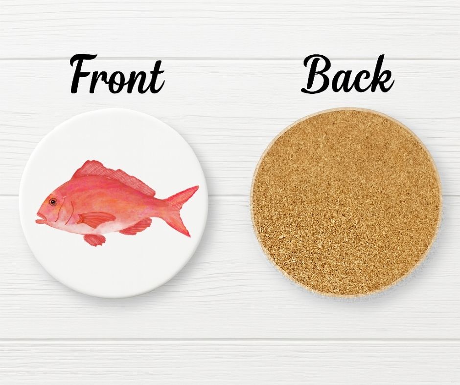 Red Snapper Ceramic Coaster - MerikaArt