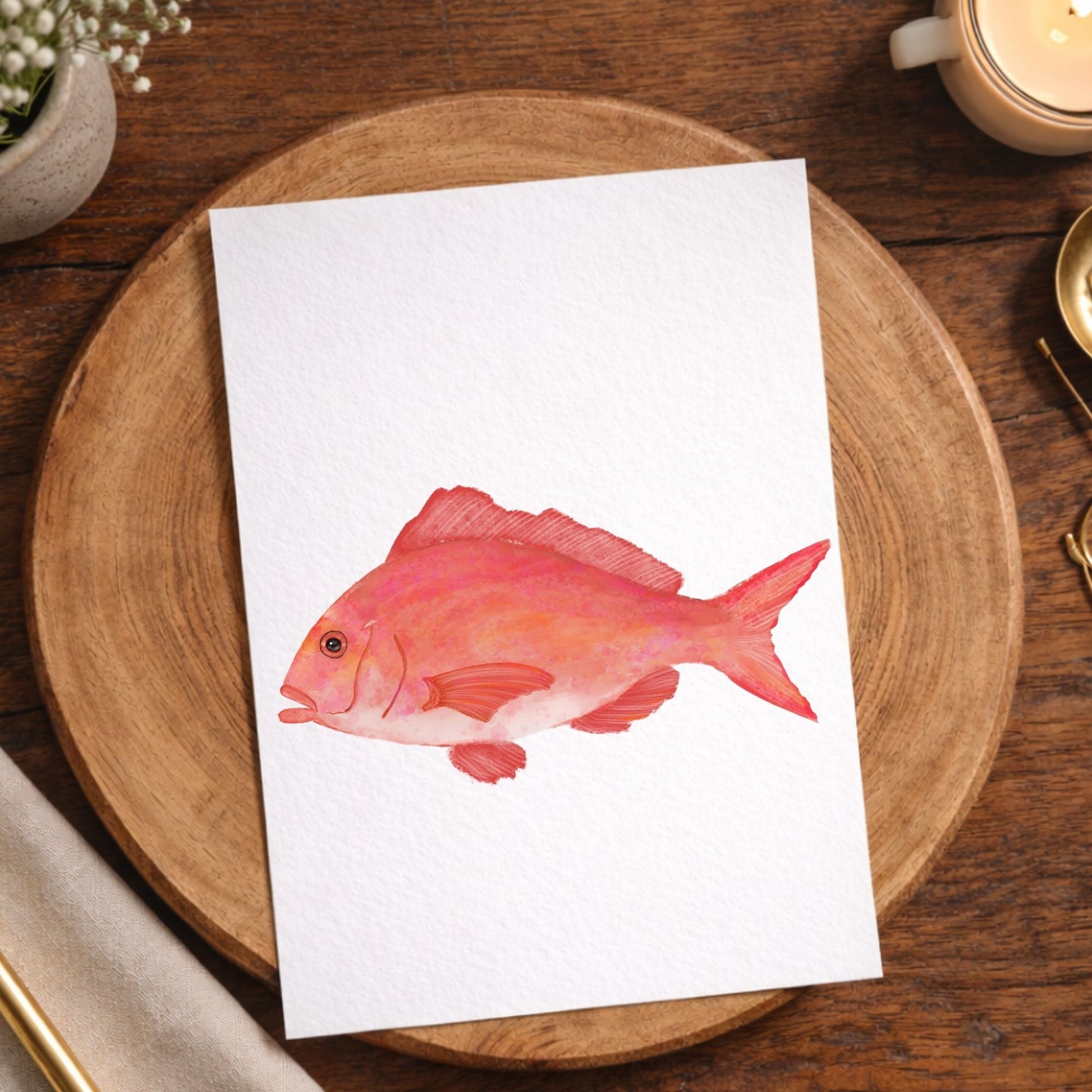 Red Snapper Fish Postcard - MerikaArt