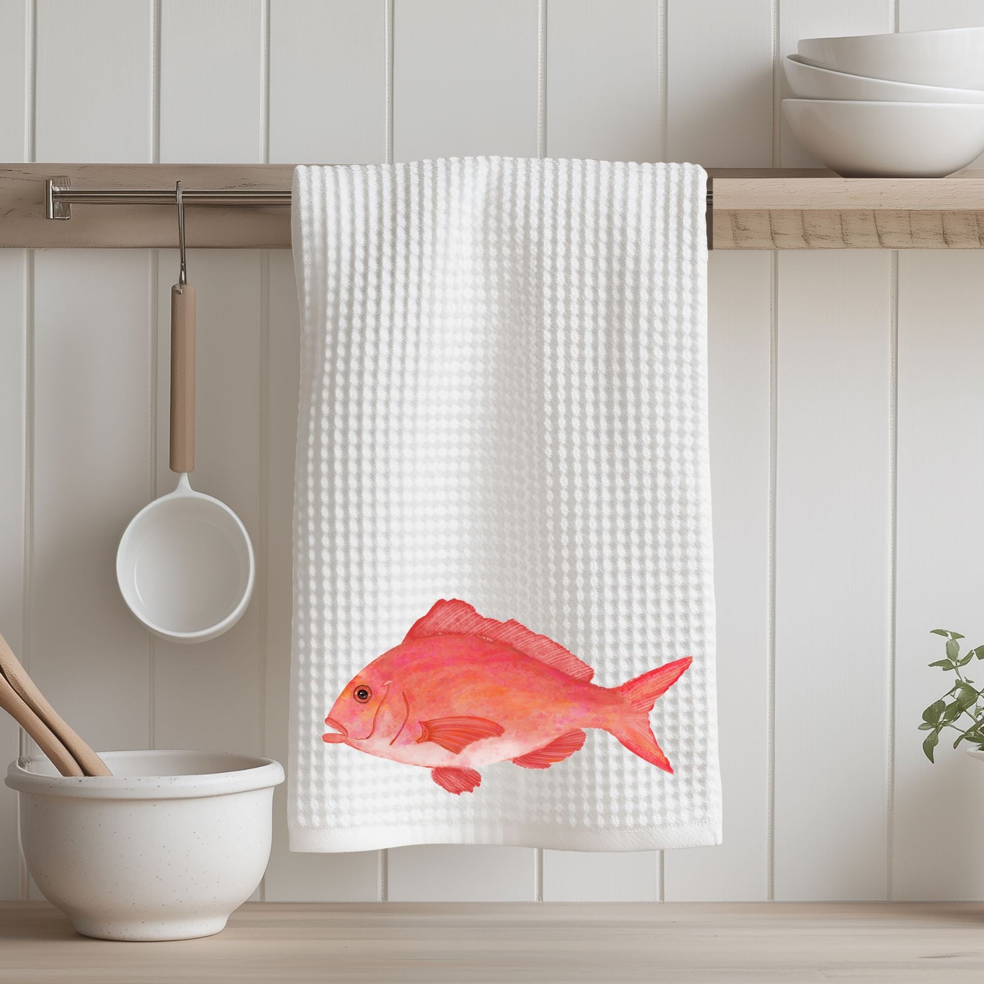 Red Snapper Kitchen Towel - MerikaArt