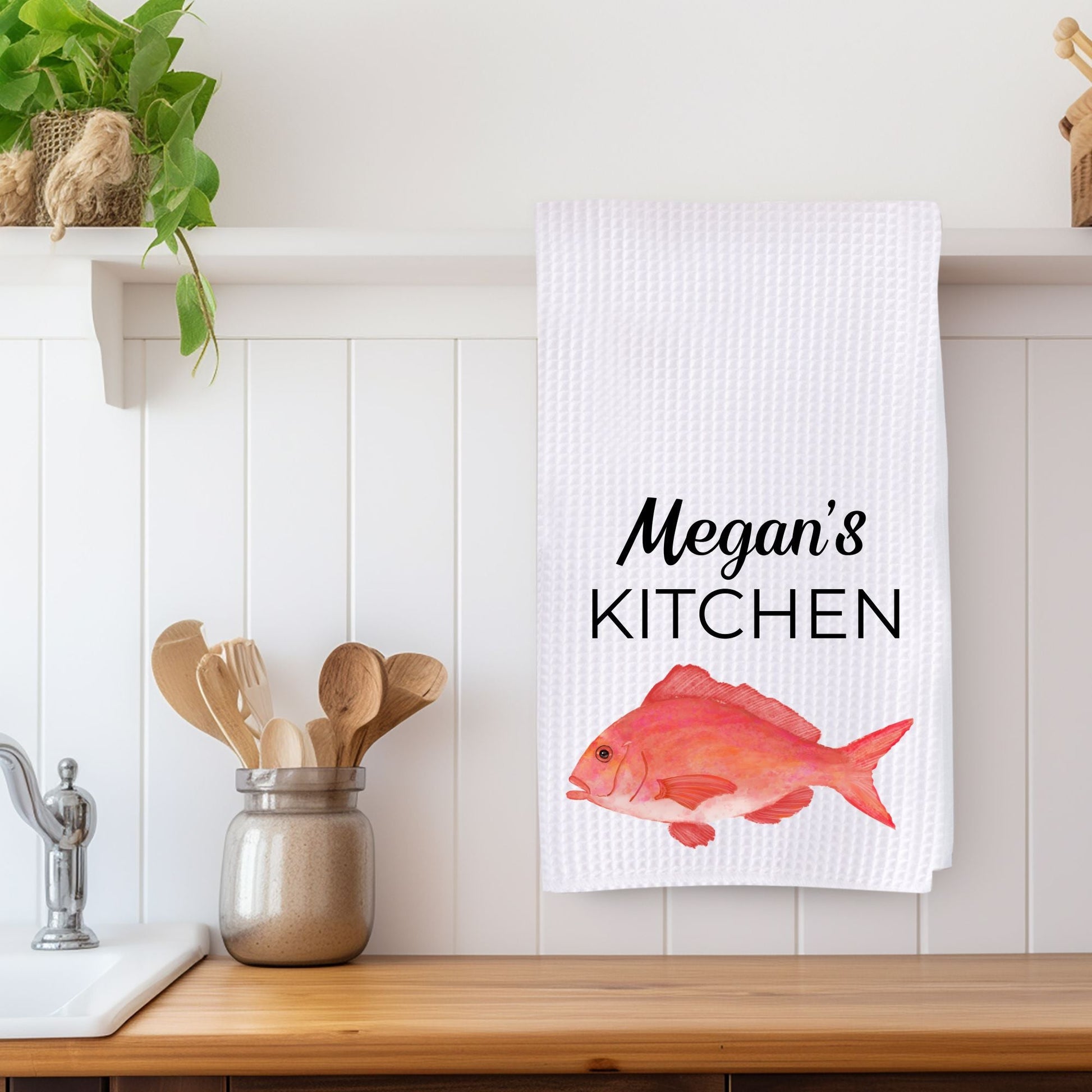 Red Snapper Kitchen Towel - MerikaArt