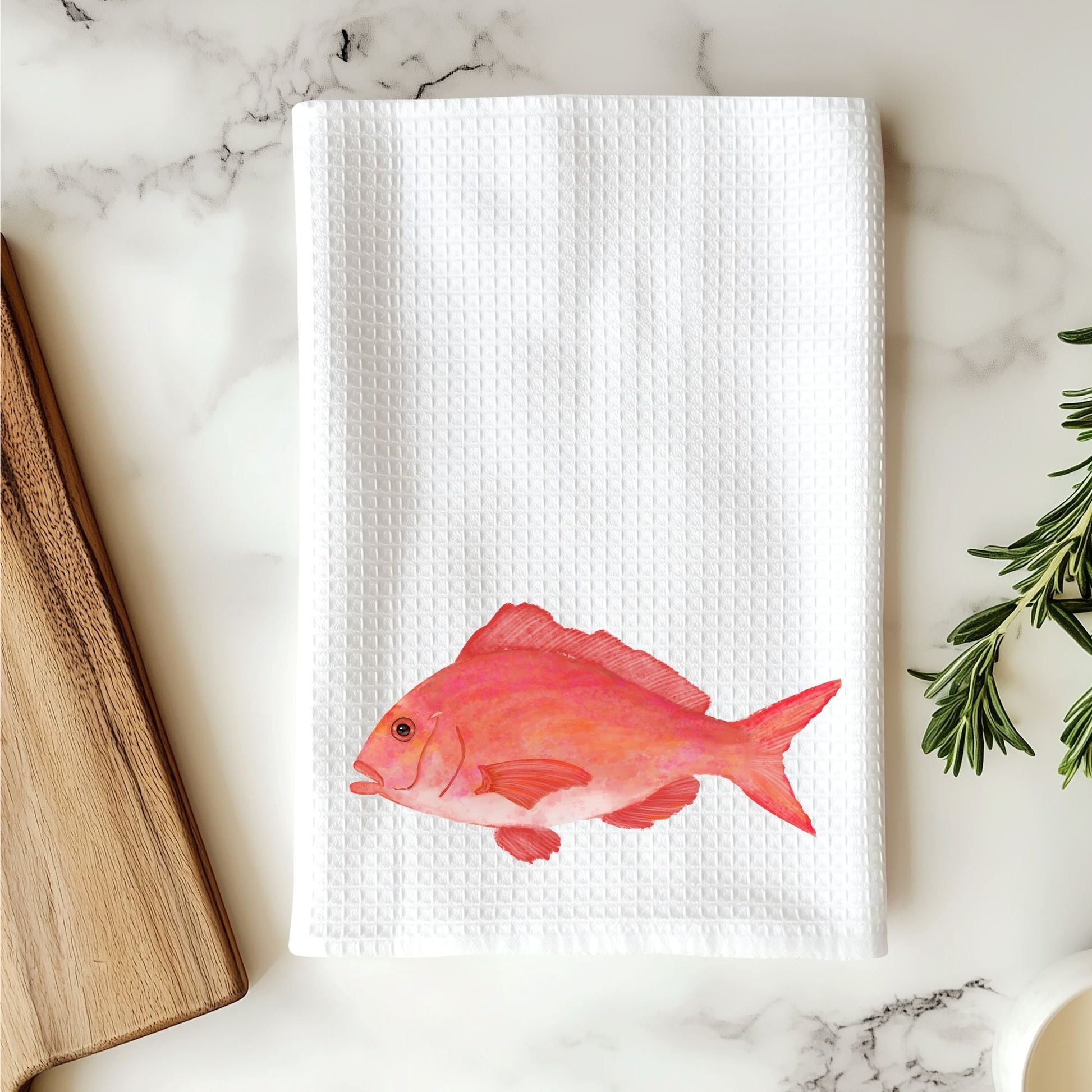 Red Snapper Kitchen Towel - MerikaArt