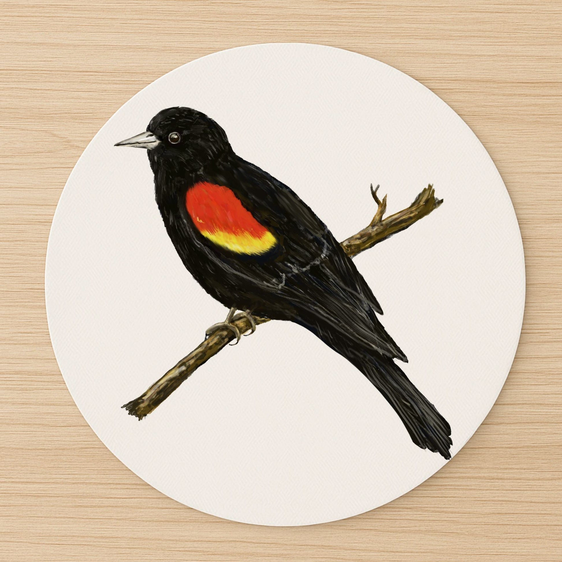 Red - Winged Blackbird Mousepad - MerikaArt