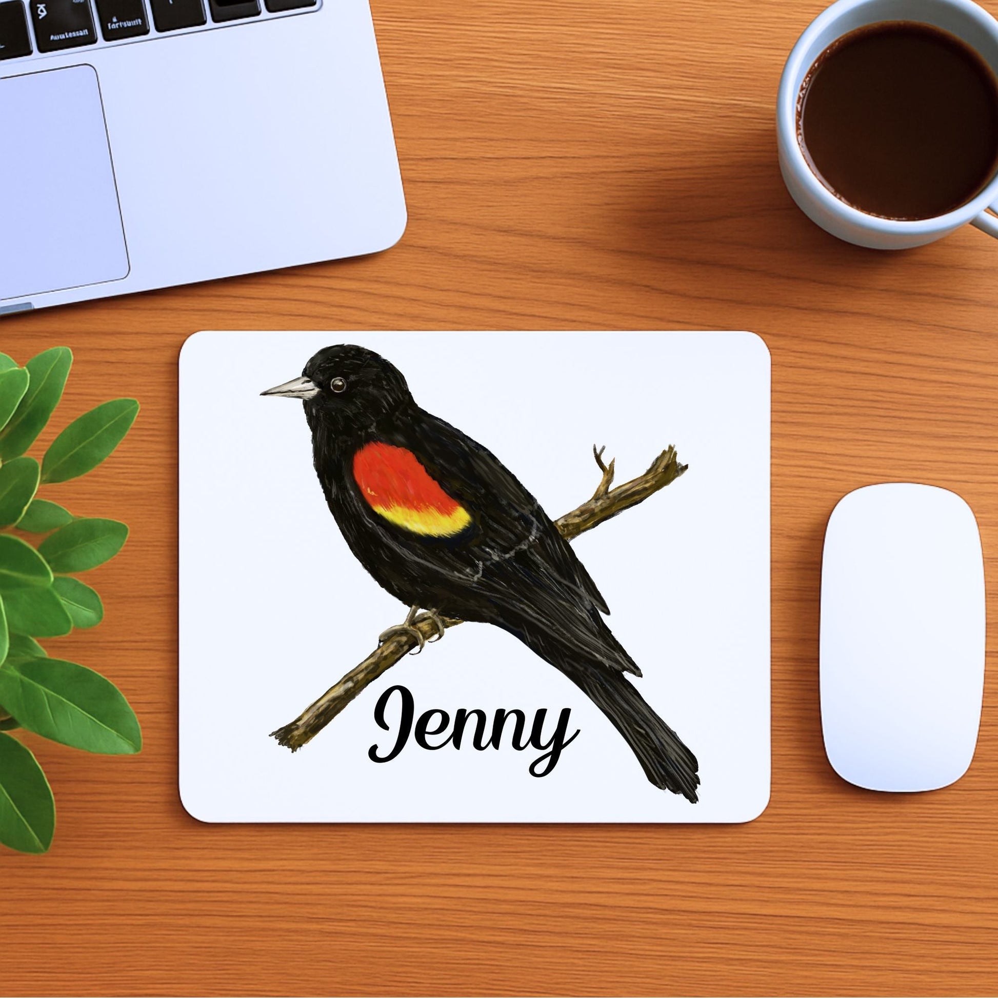 Red - Winged Blackbird Mousepad - MerikaArt