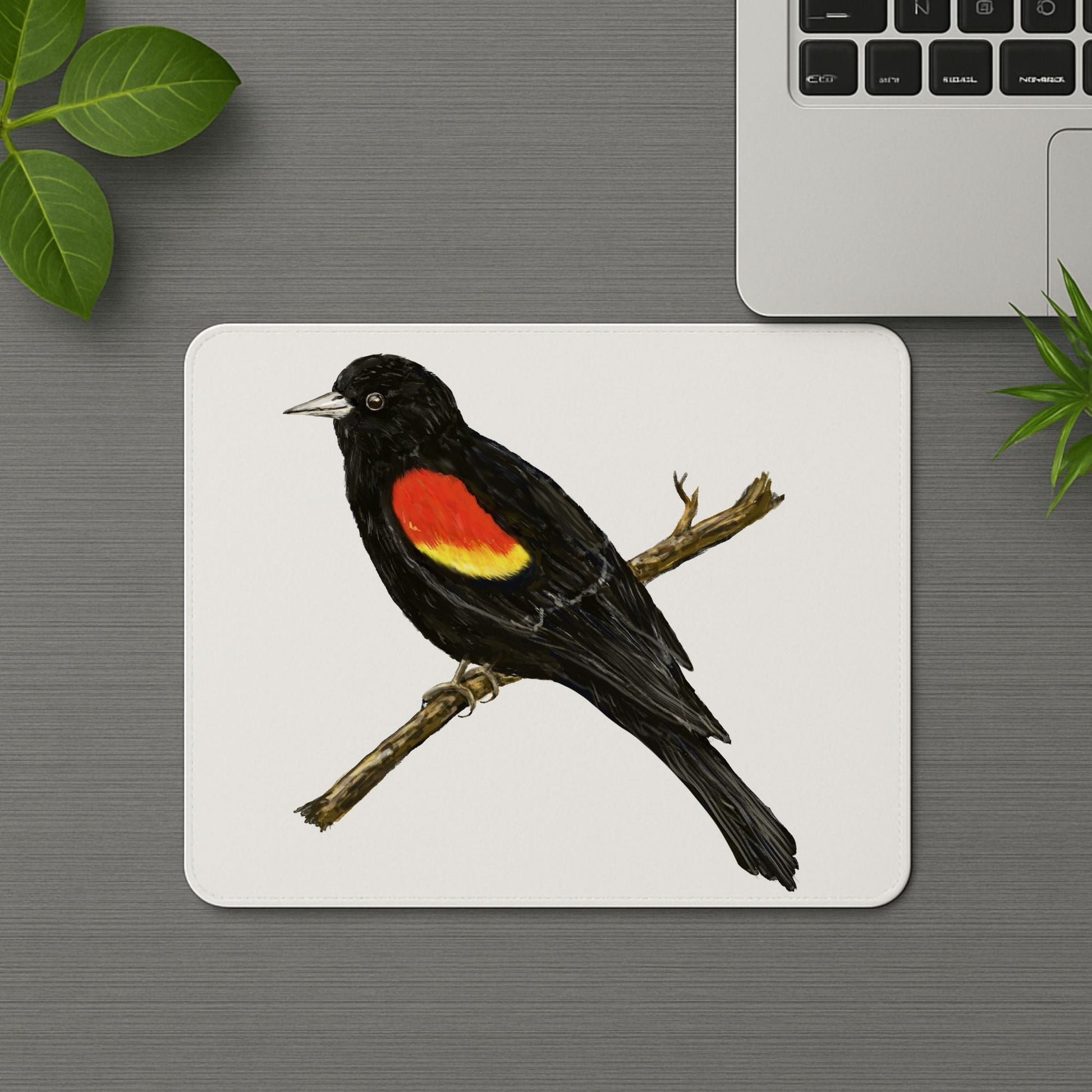 Red - Winged Blackbird Mousepad - MerikaArt