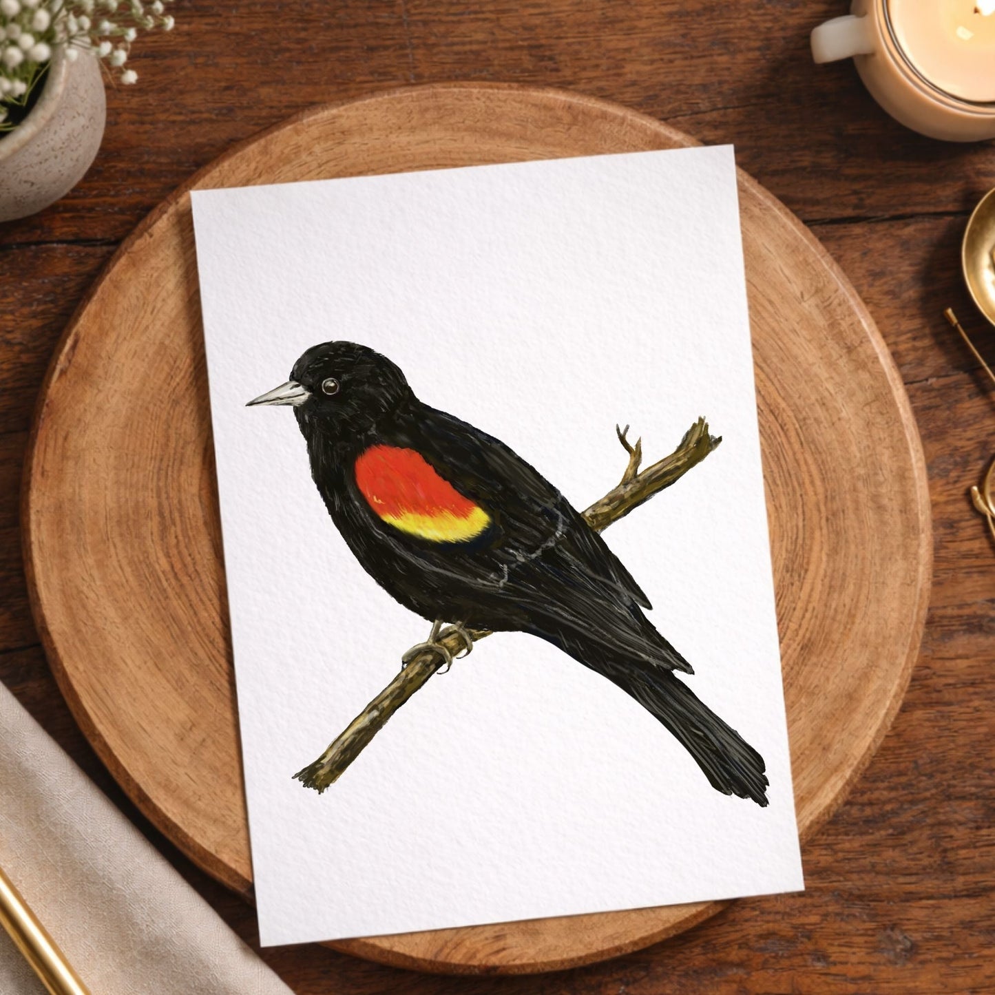 Red - winged Blackbird Postcard - MerikaArt
