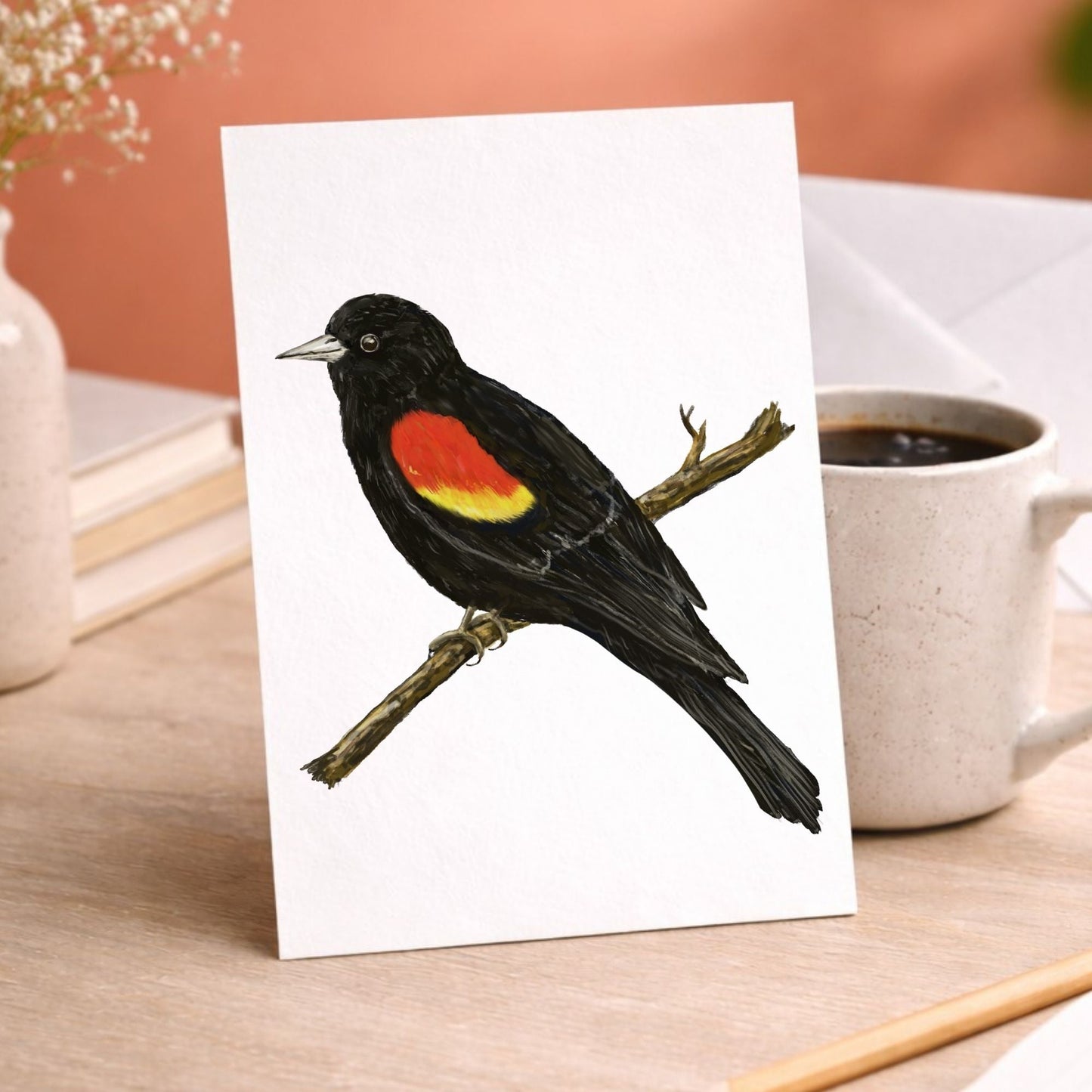 Red - winged Blackbird Postcard - MerikaArt