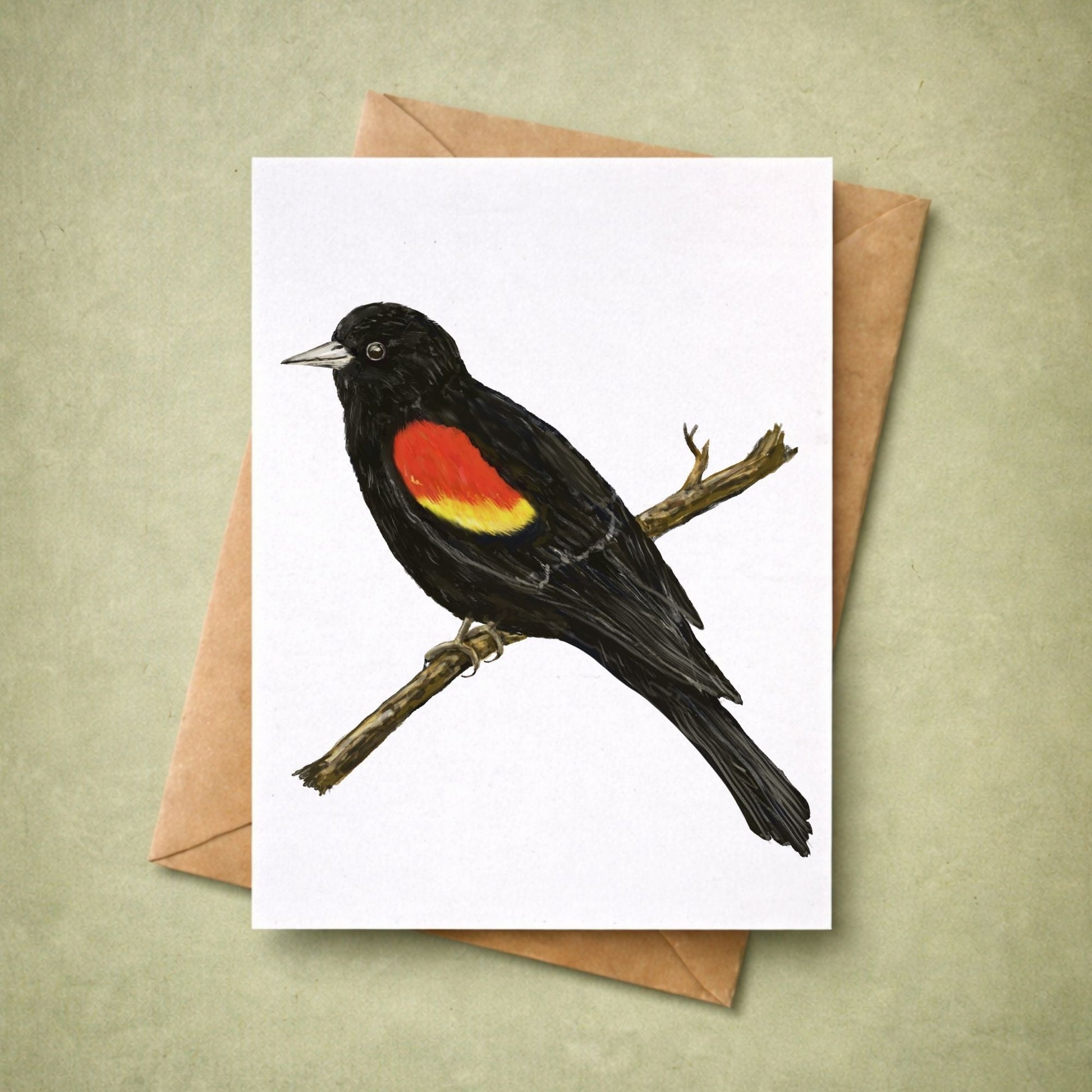 Red - winged Blackbird Postcard - MerikaArt